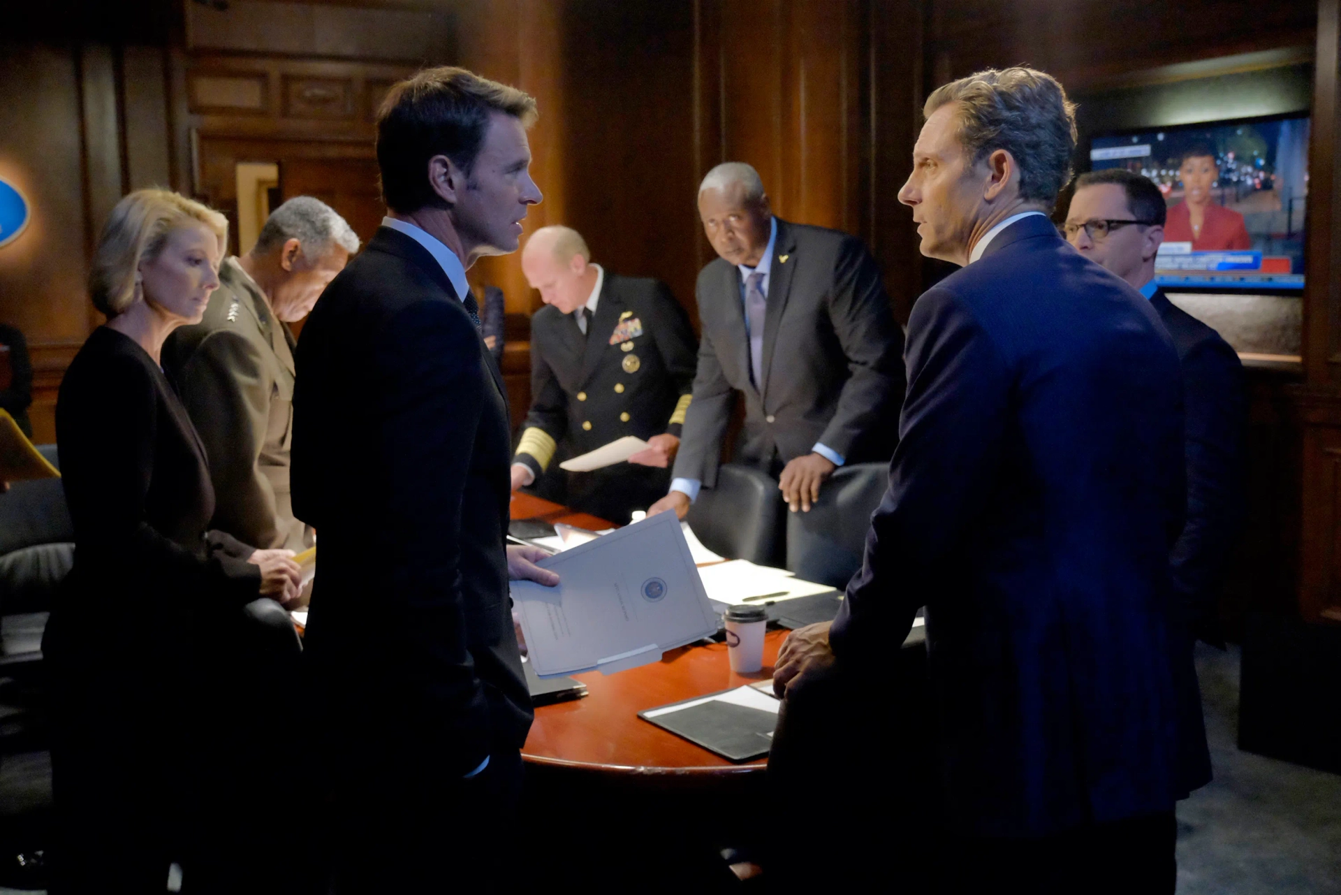 Tony Goldwyn, Scott Foley, Kate Butler, Joshua Malina, and Gary Robinson in Scandal (2012)