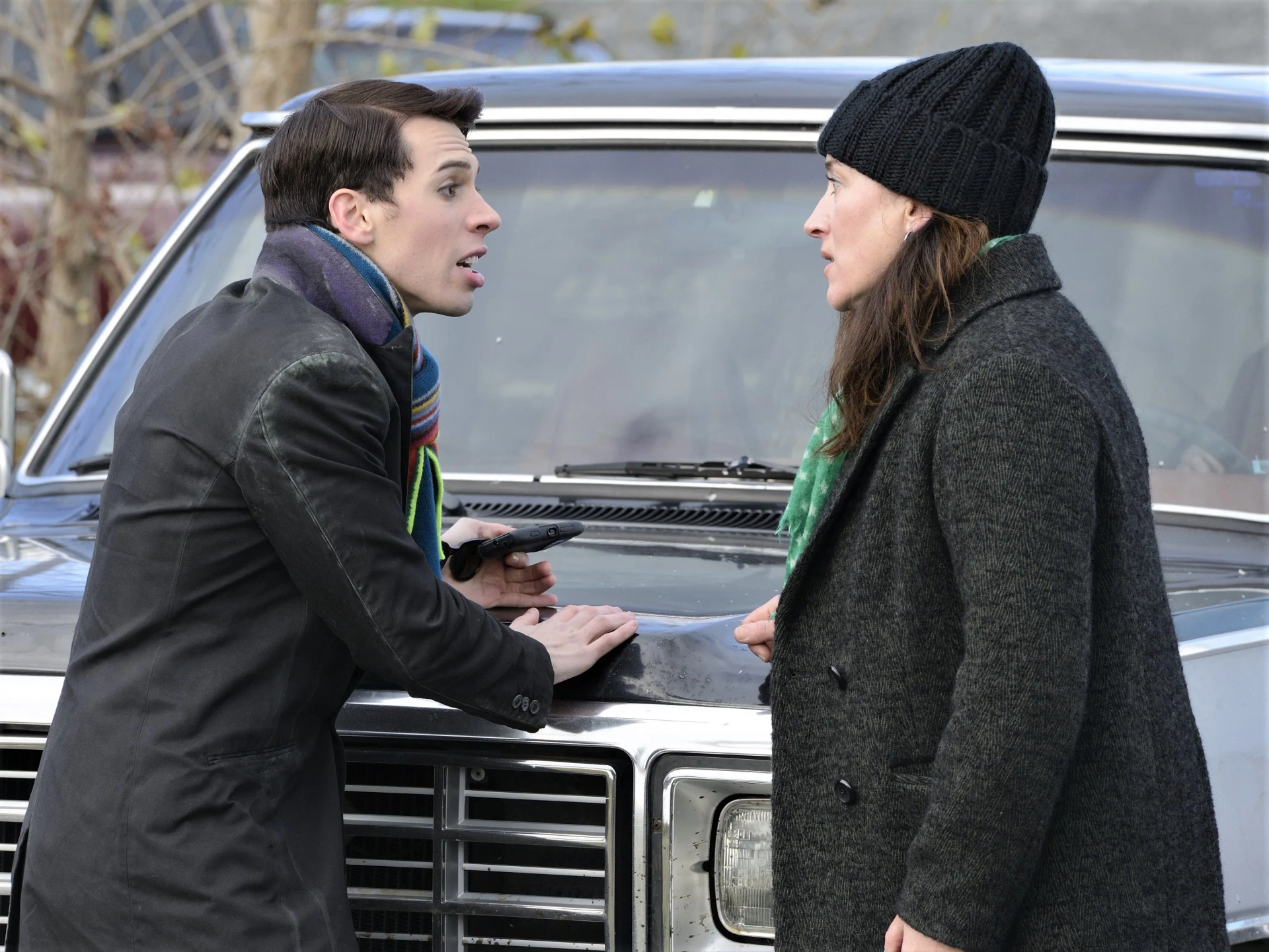 Maria Doyle Kennedy and Jordan Gavaris in Orphan Black (2013)