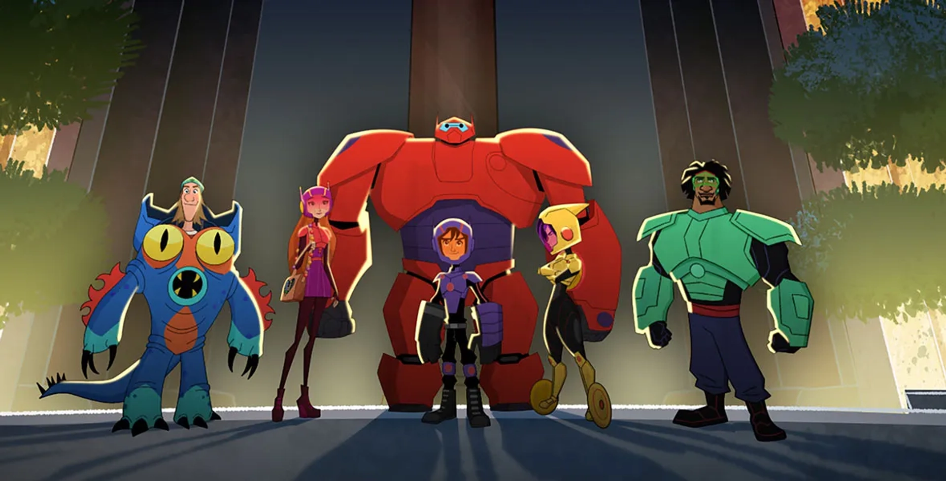 Scott Adsit, Khary Payton, Genesis Rodriguez, Jamie Chung, Ryan Potter, and Brooks Wheelan in Big Hero 6: The Series (2017)