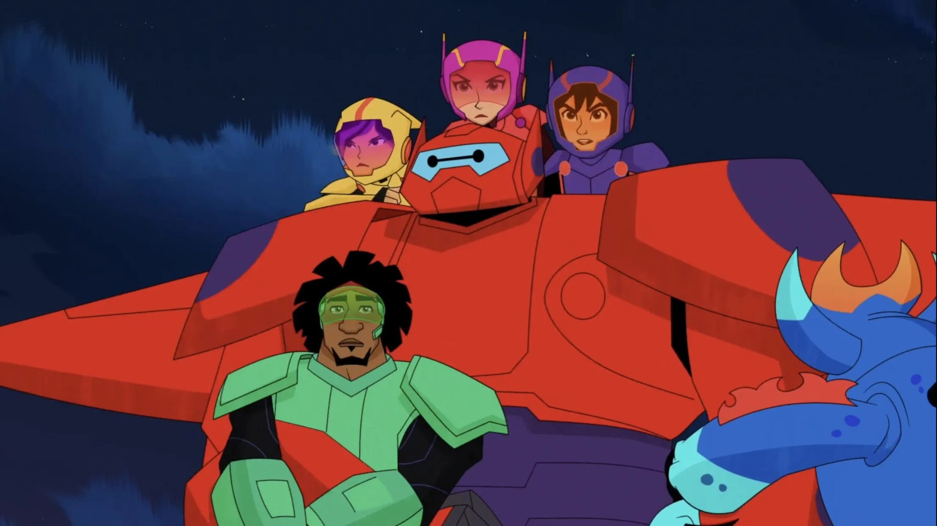 Scott Adsit, Khary Payton, Genesis Rodriguez, Jamie Chung, Ryan Potter, and Brooks Wheelan in Big Hero 6: The Series: Big Hero Battle/Go Go the Wooweroo (2020)