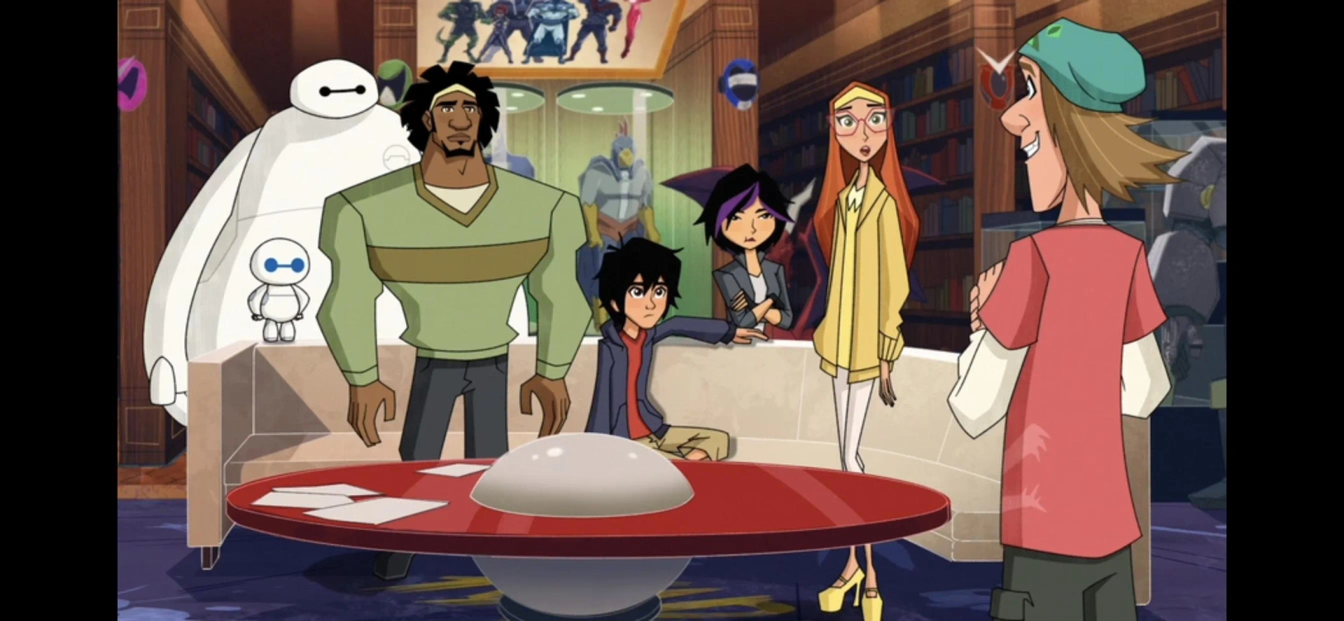 Scott Adsit, John Michael Higgins, Khary Payton, Genesis Rodriguez, Jamie Chung, Ryan Potter, and Brooks Wheelan in Big Hero 6: The Series: Mayor for a Day/The Dog Craze of Summer (2020)