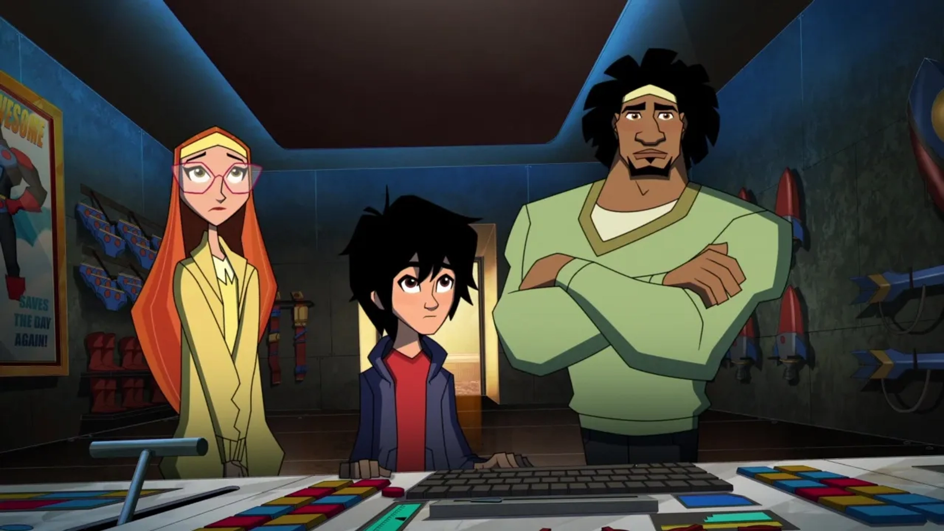 Khary Payton, Genesis Rodriguez, and Ryan Potter in Big Hero 6: The Series: Major Blast (2020)