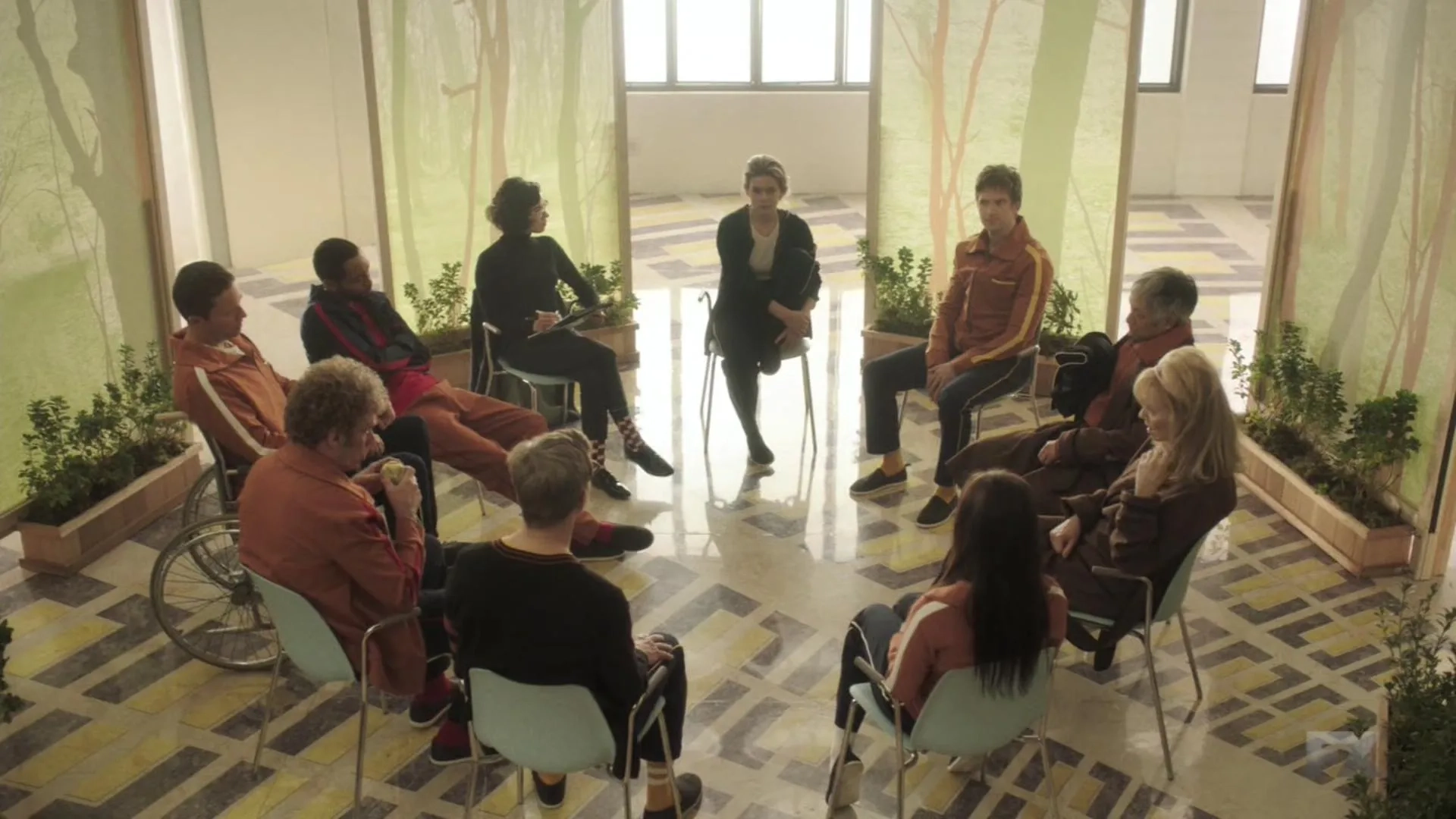 Jean Smart, Mackenzie Gray, Brad Mann, Dan Stevens, Amber Midthunder, Jeremie Harris, Aubrey Plaza, and Rachel Keller in Legion (2017)