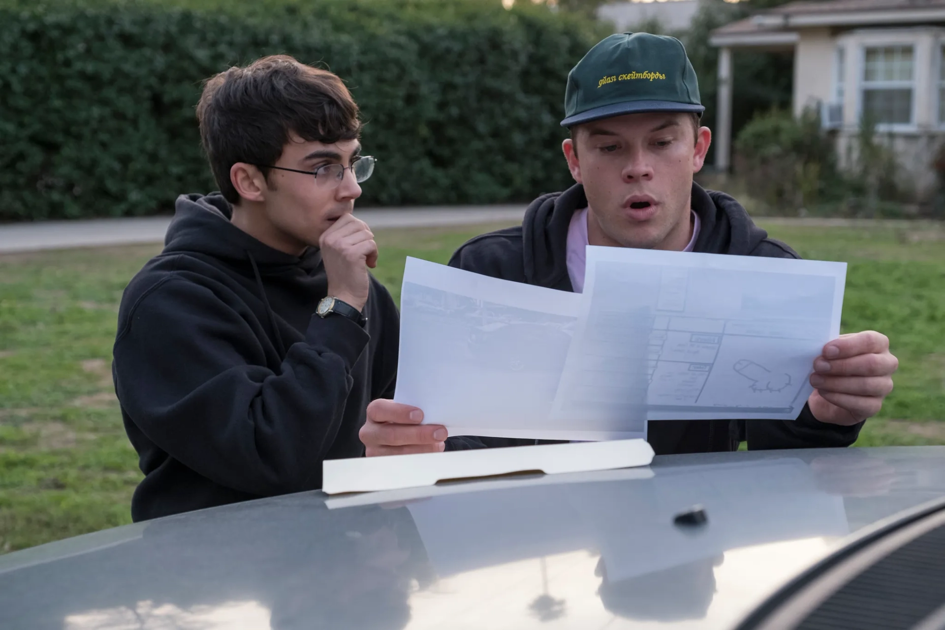 Tyler Alvarez and Jimmy Tatro in American Vandal (2017)