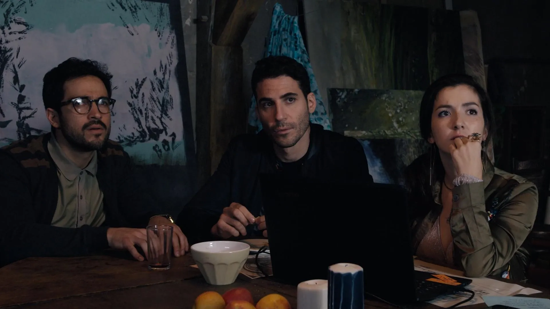 Alfonso Herrera, Miguel Ángel Silvestre, and Eréndira Ibarra in Sense8 (2015)