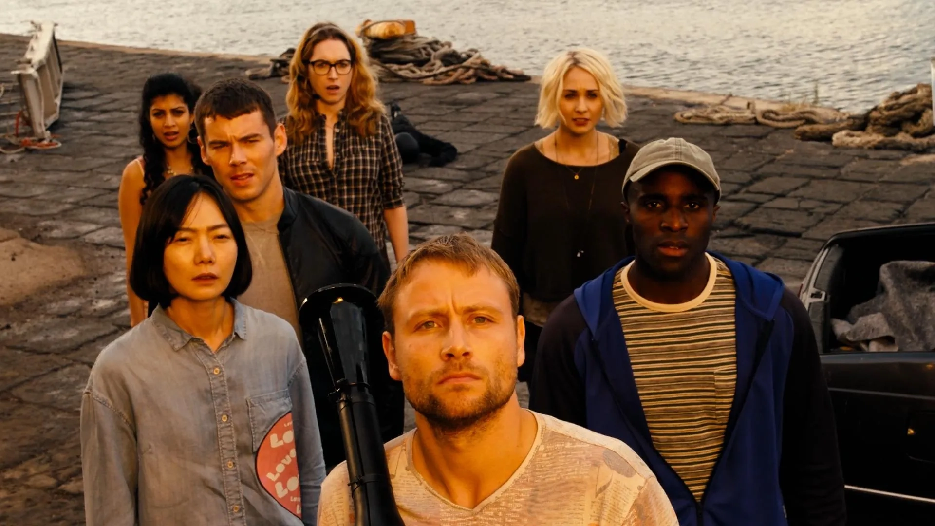 Bae Doona, Max Riemelt, Brian J. Smith, Tuppence Middleton, Tina Desai, Jamie Clayton, and Toby Onwumere in Sense8 (2015)