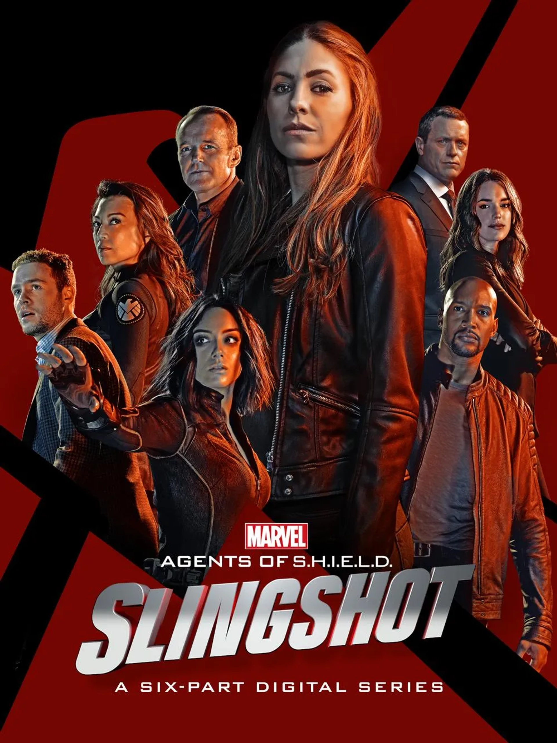 Ming-Na Wen, Henry Simmons, Clark Gregg, Iain De Caestecker, Jason O'Mara, Natalia Cordova-Buckley, Chloe Bennet, and Elizabeth Henstridge in Agents of S.H.I.E.L.D.: Slingshot (2016)