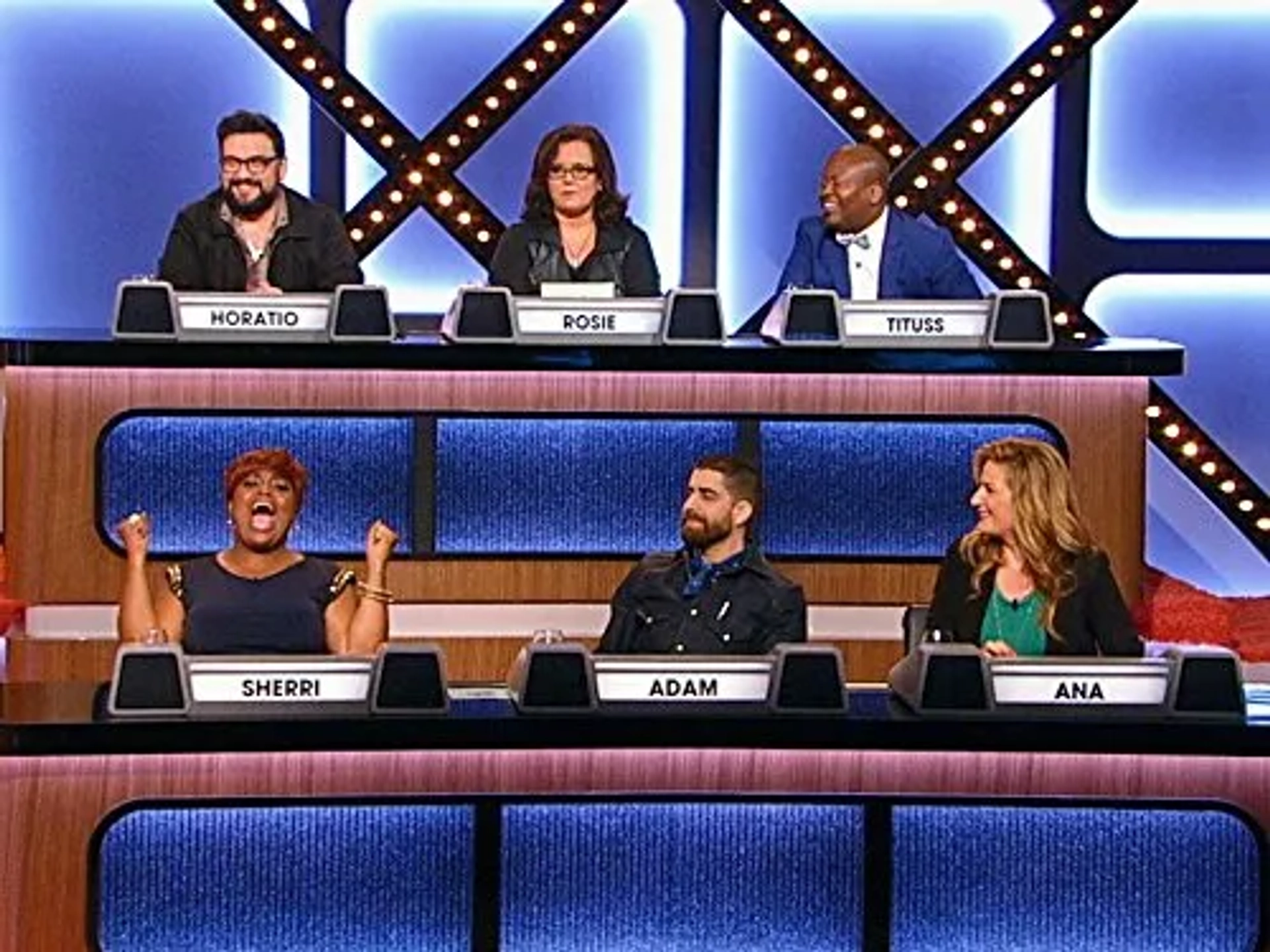 Adam Goldberg, Rosie O'Donnell, Ana Gasteyer, Horatio Sanz, Sherri Shepherd, and Tituss Burgess in Match Game (2016)