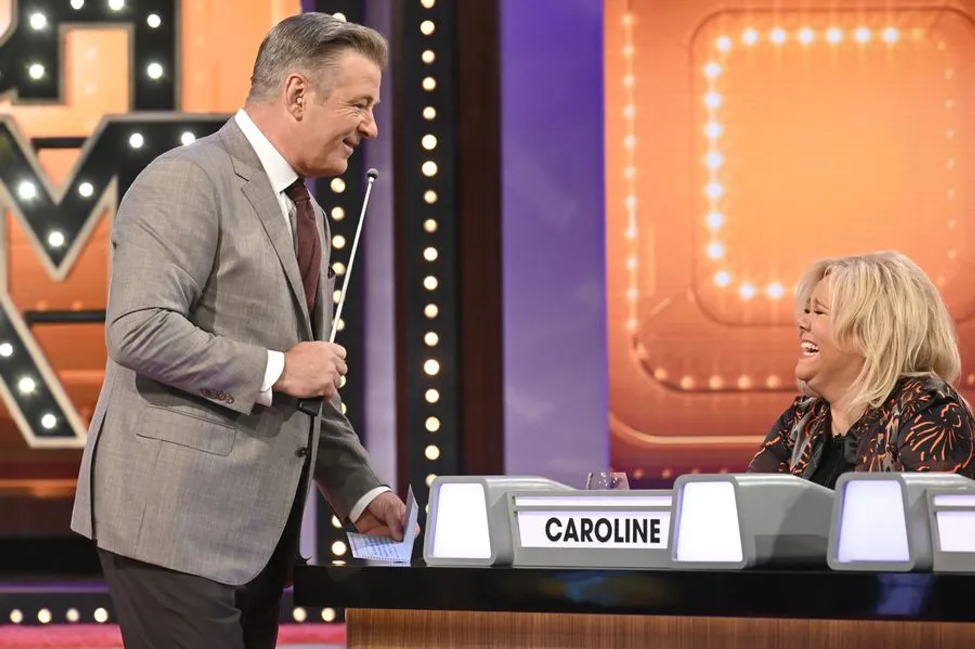 Alec Baldwin and Caroline Rhea in Match Game: Thomas Lennon, Mary McCormack, Rick Fox, Caroline Rhea, Bob Saget, Padma Lakshmi (2020)