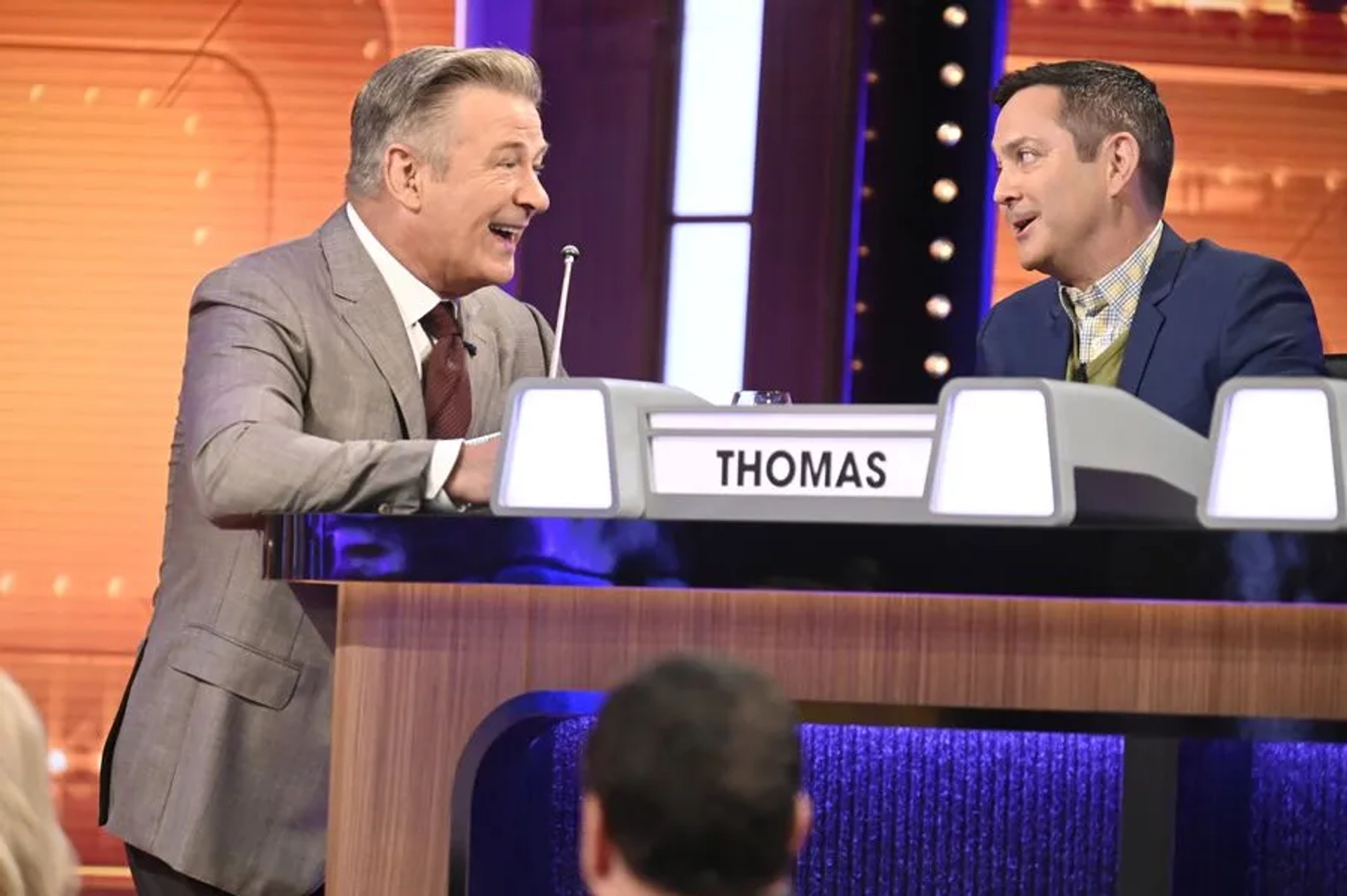 Alec Baldwin and Thomas Lennon in Match Game: Thomas Lennon, Mary McCormack, Rick Fox, Caroline Rhea, Bob Saget, Padma Lakshmi (2020)