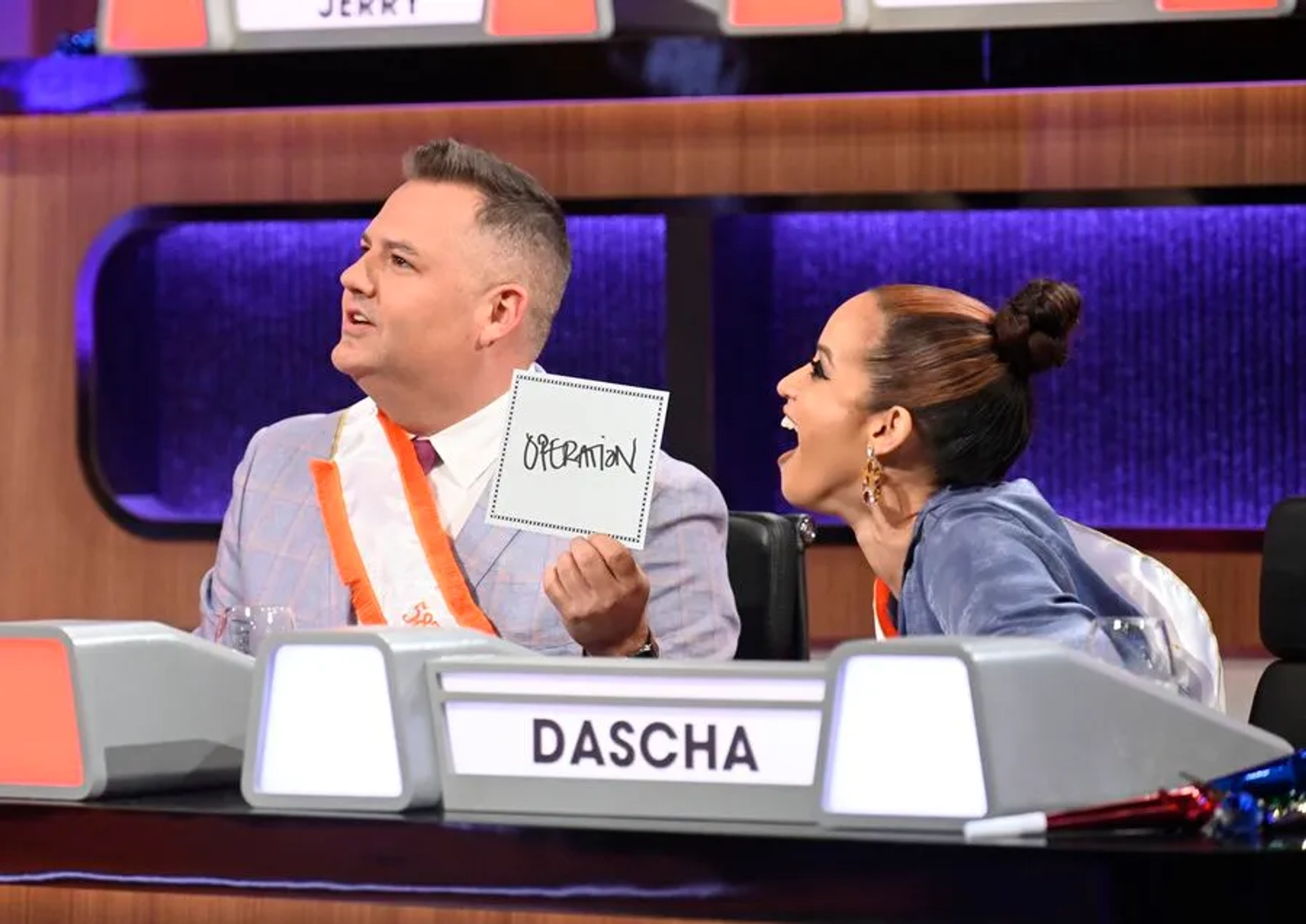 Ross Mathews and Dascha Polanco in Match Game: 58th Episode Celebration - Jerry Ferrara, Constance Zimmer, Chris Sullivan, Caroline Rhea, Ross Mathews, Dascha Polanco (2020)