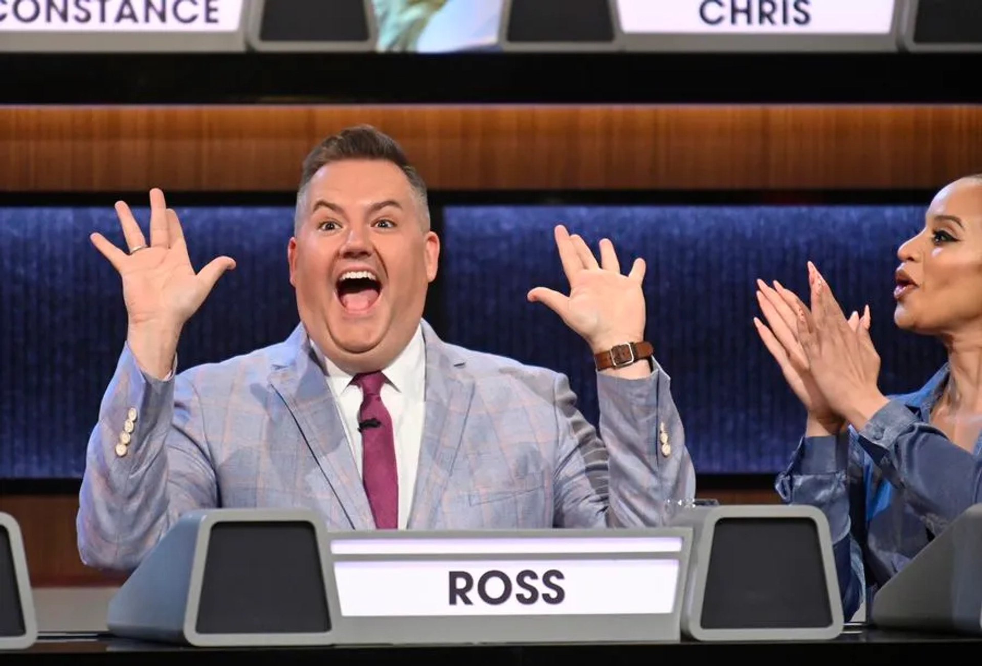 Ross Mathews and Dascha Polanco in Match Game: 58th Episode Celebration - Jerry Ferrara, Constance Zimmer, Chris Sullivan, Caroline Rhea, Ross Mathews, Dascha Polanco (2020)