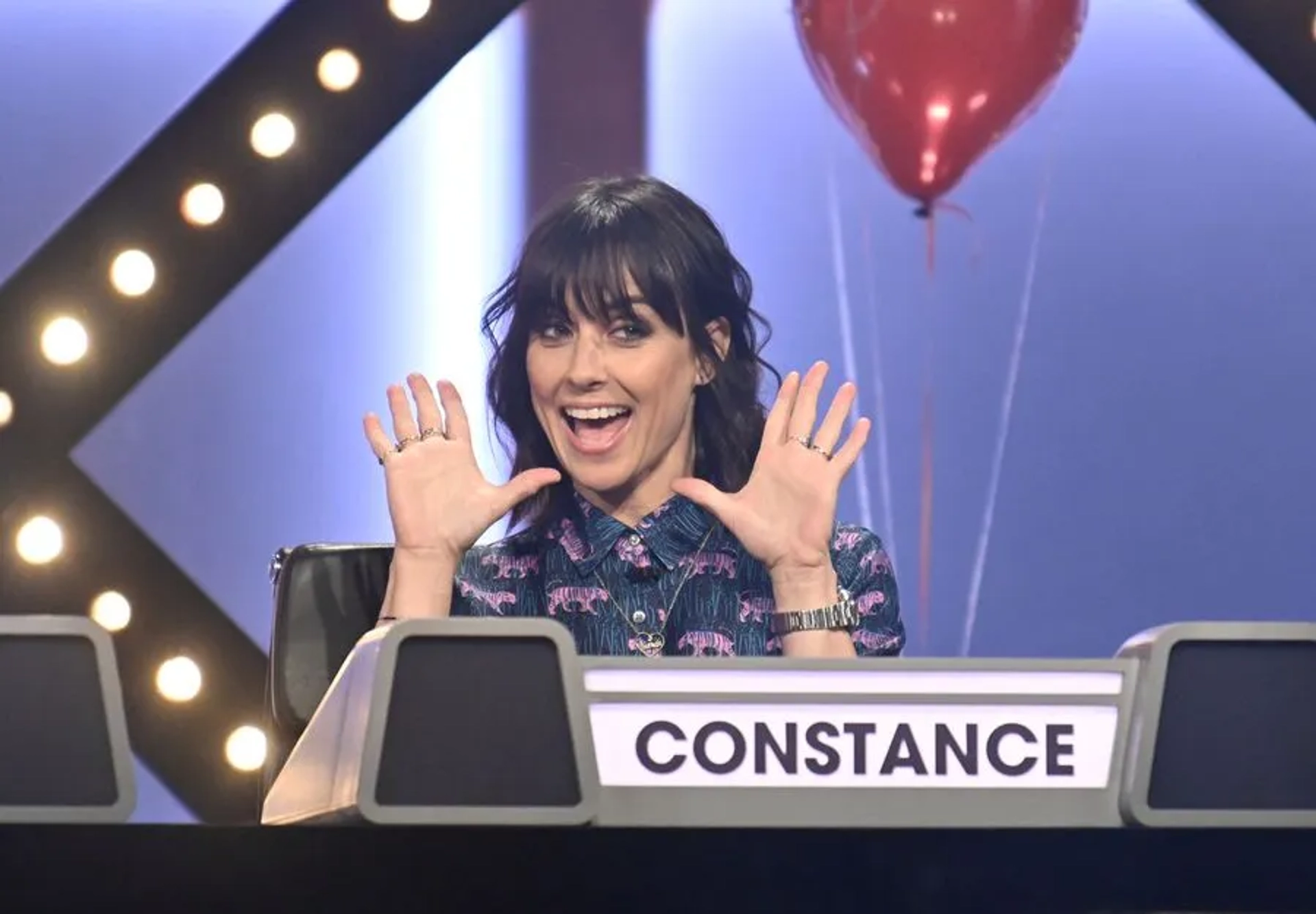 Constance Zimmer in Match Game: 58th Episode Celebration - Jerry Ferrara, Constance Zimmer, Chris Sullivan, Caroline Rhea, Ross Mathews, Dascha Polanco (2020)