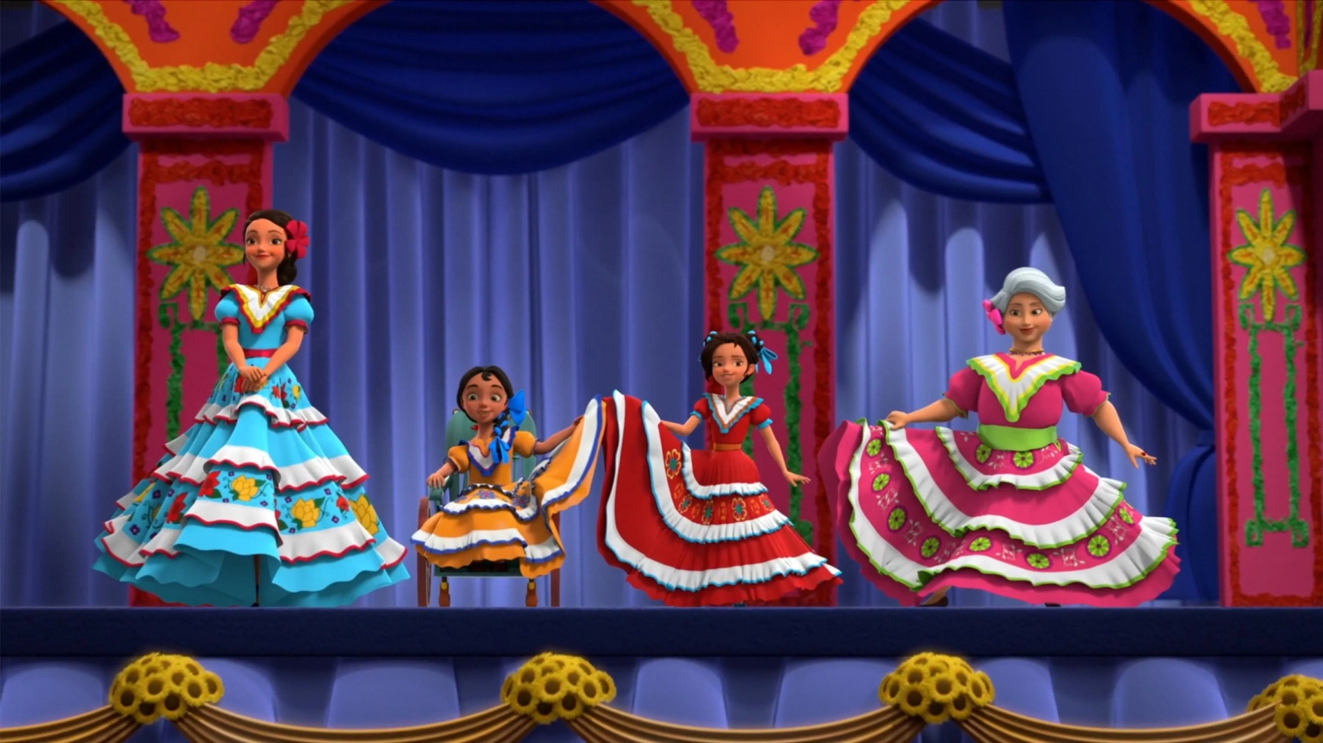 Julia Vera, Aimee Carrero, Montse Hernandez, and Jenna Ortega in Elena of Avalor (2016)