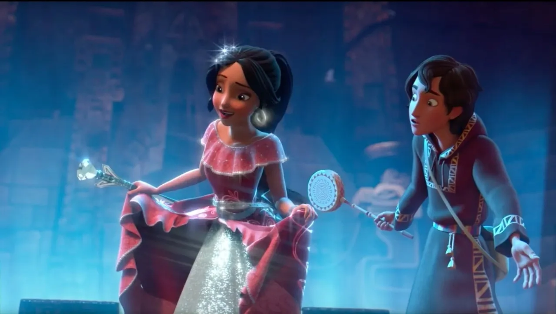 Aimee Carrero and Joseph Haro in Elena of Avalor: The Magic Within (2019)