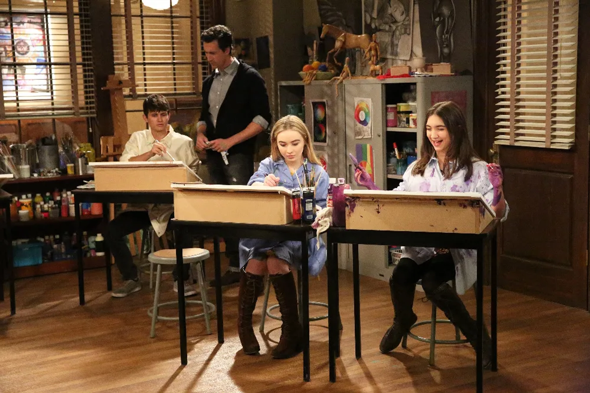 Aaron Lazar, Rowan Blanchard, and Sabrina Carpenter in Girl Meets World (2014)