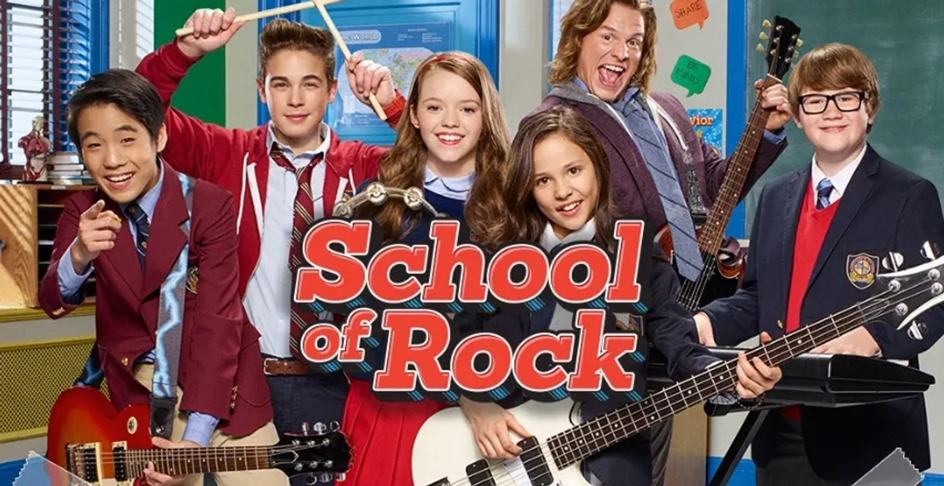 Jade Pettyjohn, Tony Cavalero, Aidan Miner, Breanna Yde, Lance Lim, and Ricardo Hurtado in School of Rock (2016)