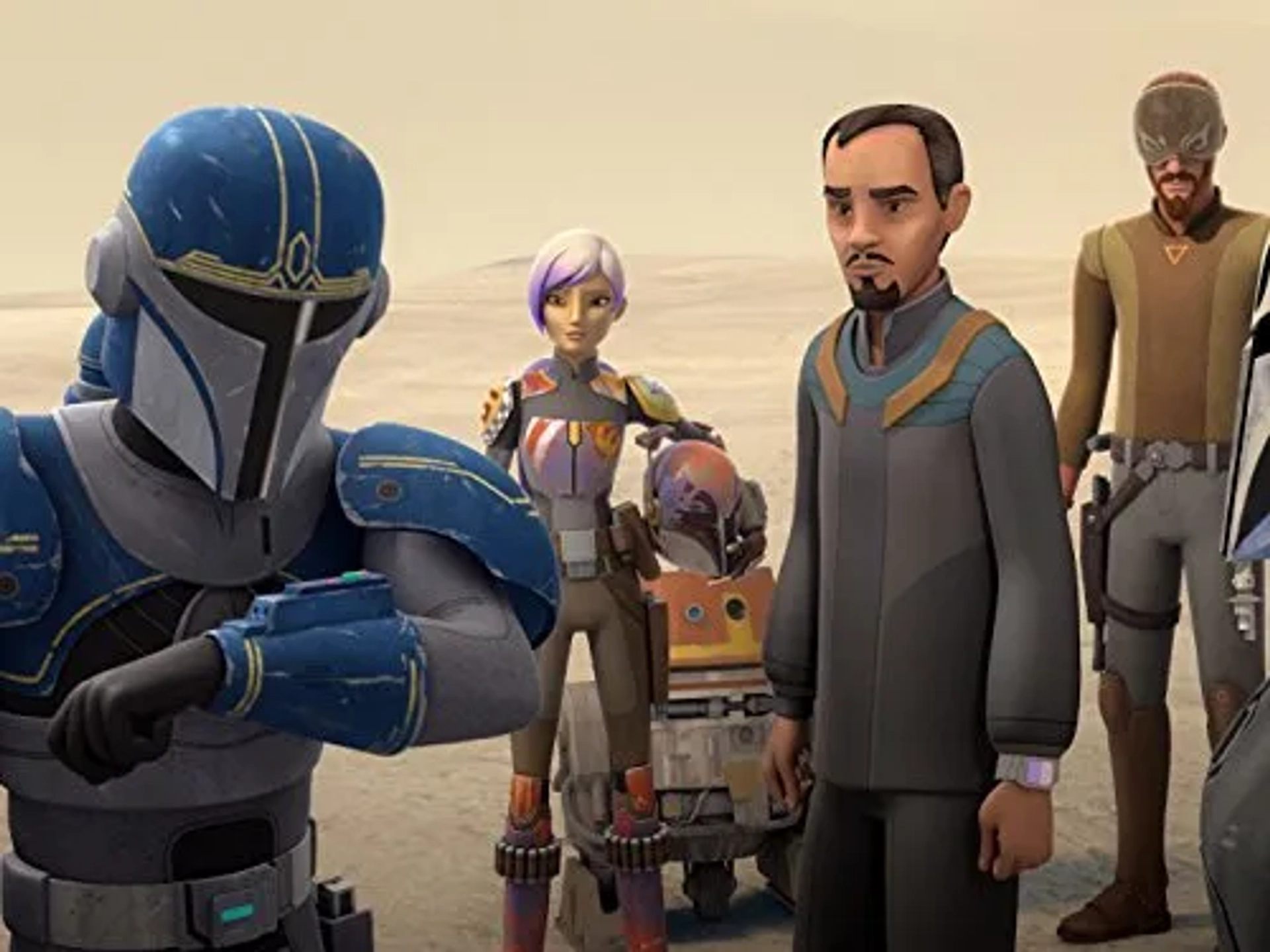 Freddie Prinze Jr., Kevin McKidd, Cary-Hiroyuki Tagawa, Dave Filoni, and Tiya Sircar in Star Wars: Rebels (2014)