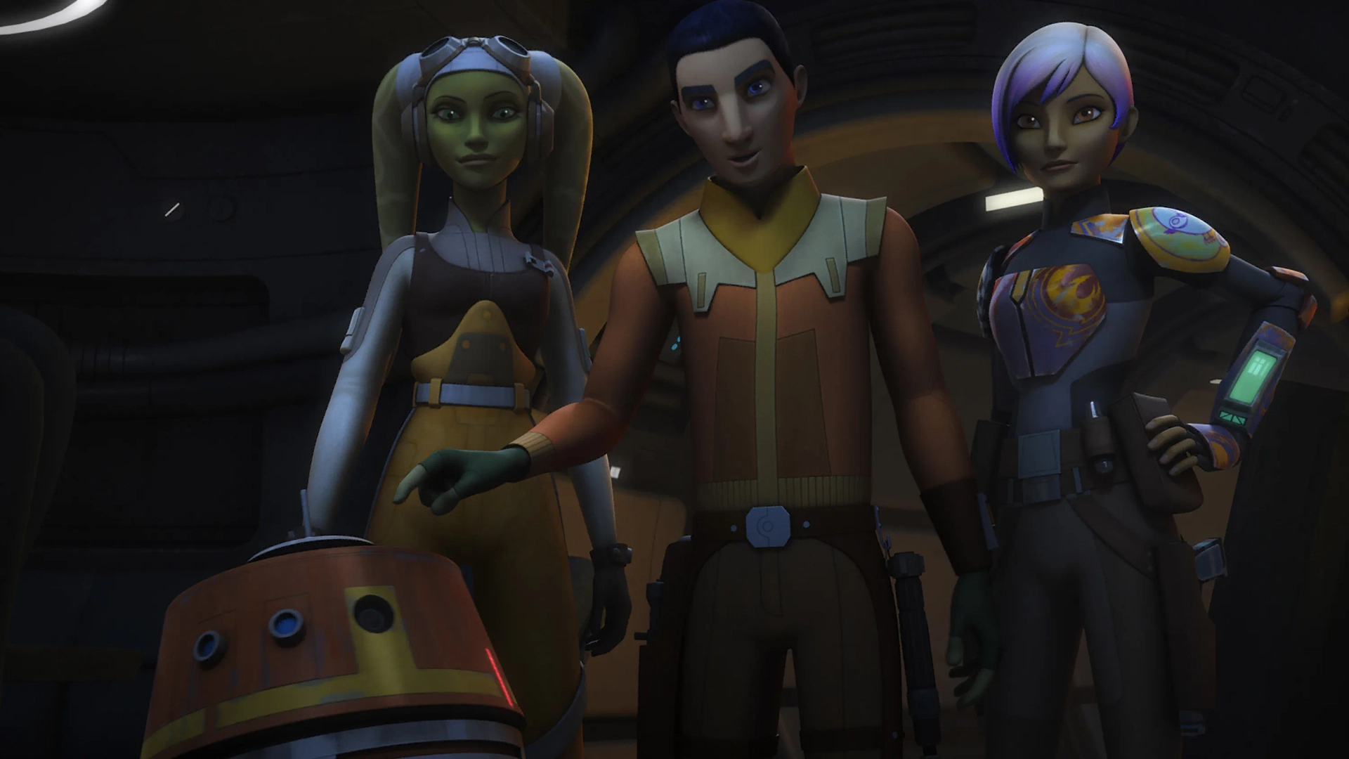 Vanessa Marshall, Dave Filoni, Tiya Sircar, and Taylor Gray in Star Wars: Rebels (2014)