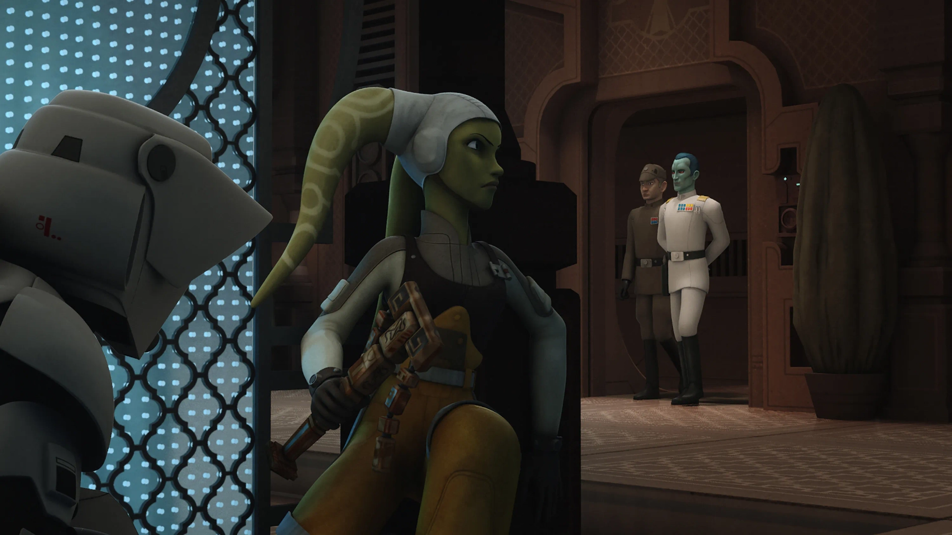 Vanessa Marshall and Lars Mikkelsen in Star Wars: Rebels (2014)