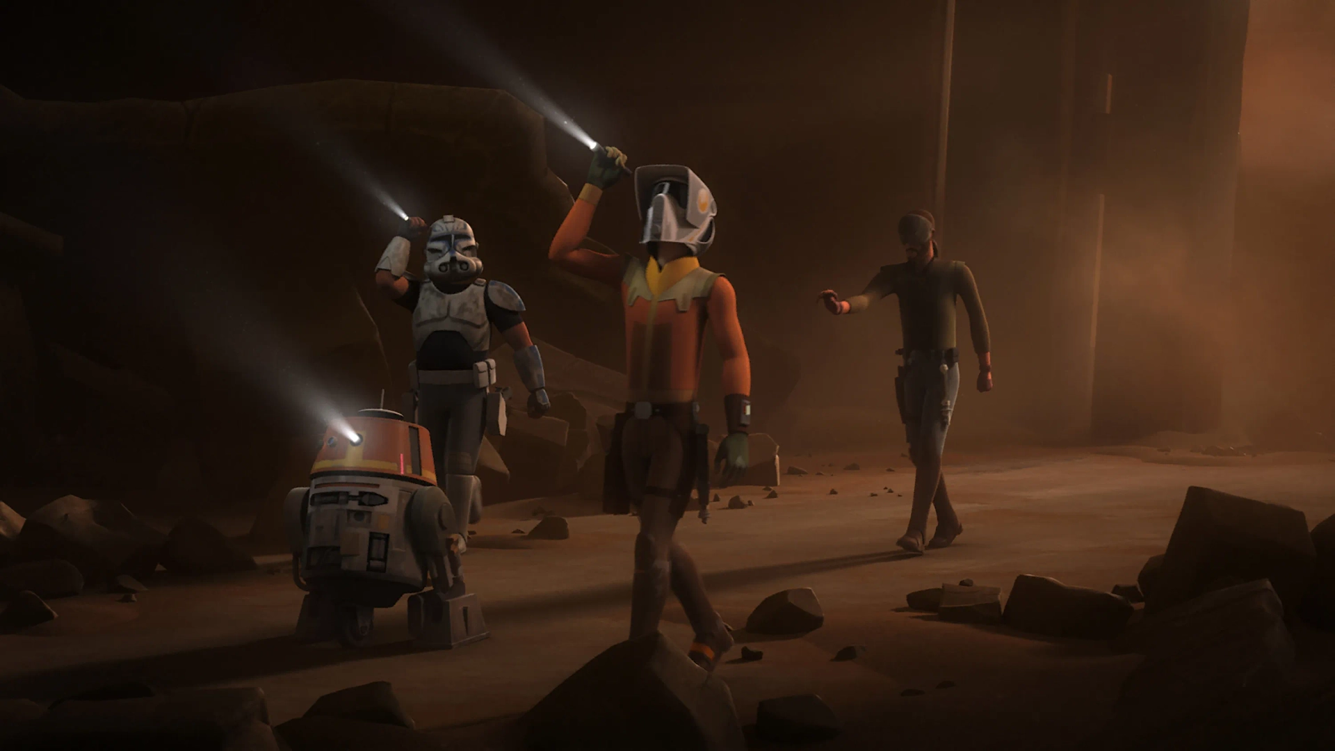 Freddie Prinze Jr., Dee Bradley Baker, Dave Filoni, and Taylor Gray in Star Wars: Rebels (2014)