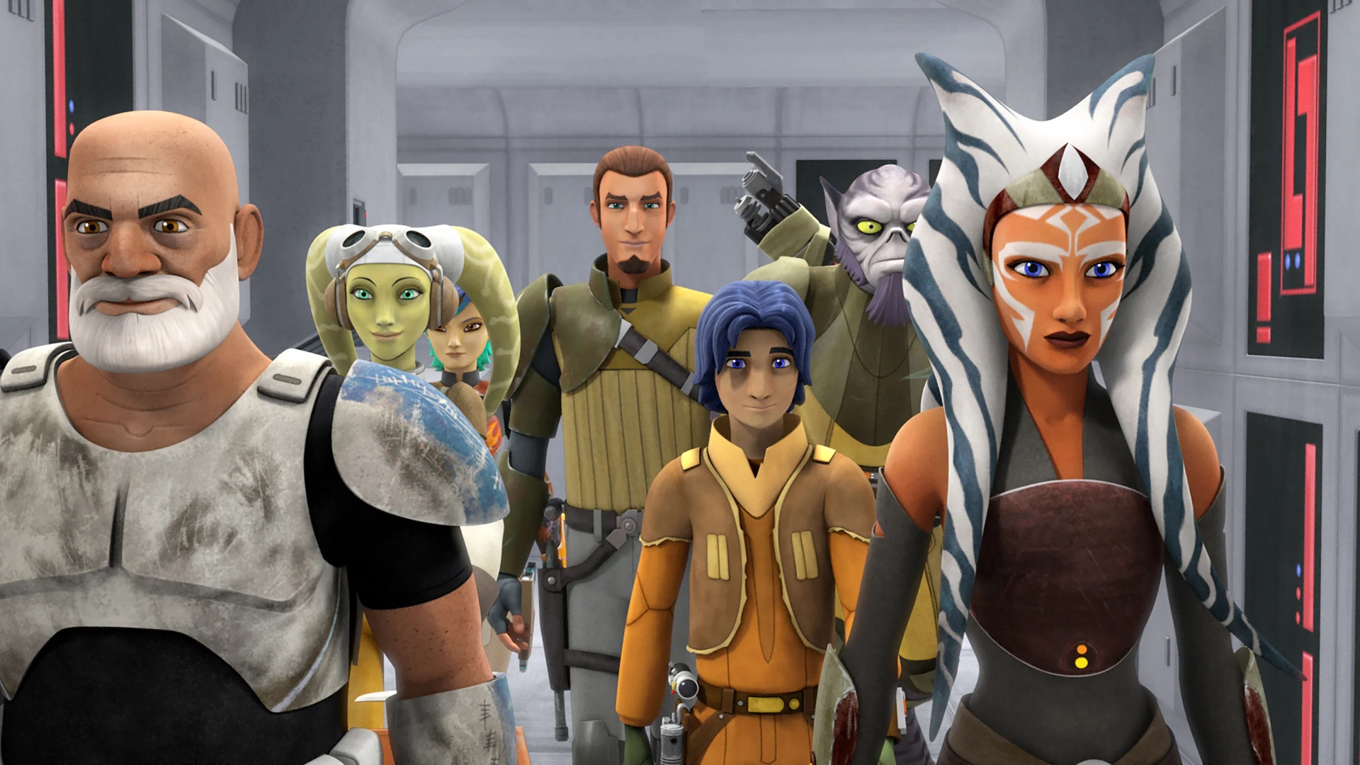 Freddie Prinze Jr., Dee Bradley Baker, Steve Blum, Ashley Eckstein, Vanessa Marshall, Tiya Sircar, and Taylor Gray in Star Wars: Rebels (2014)