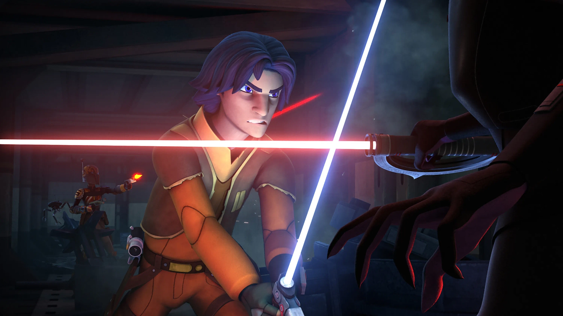 Sarah Michelle Gellar, Tiya Sircar, and Taylor Gray in Star Wars: Rebels (2014)