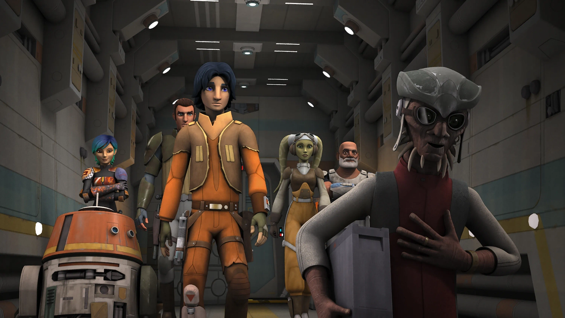 Freddie Prinze Jr., Dee Bradley Baker, Jim Cummings, Vanessa Marshall, Dave Filoni, Tiya Sircar, and Taylor Gray in Star Wars: Rebels (2014)