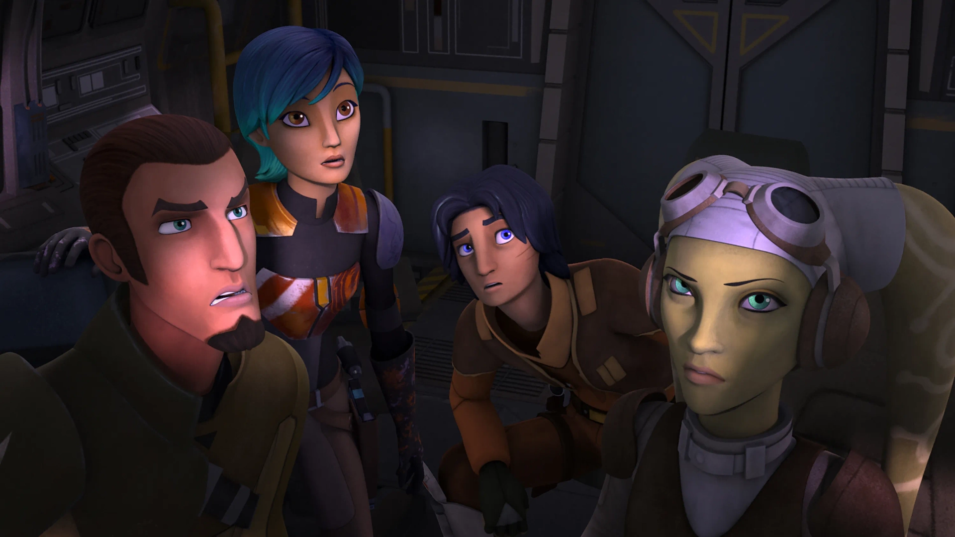 Freddie Prinze Jr., Vanessa Marshall, Tiya Sircar, and Taylor Gray in Star Wars: Rebels (2014)