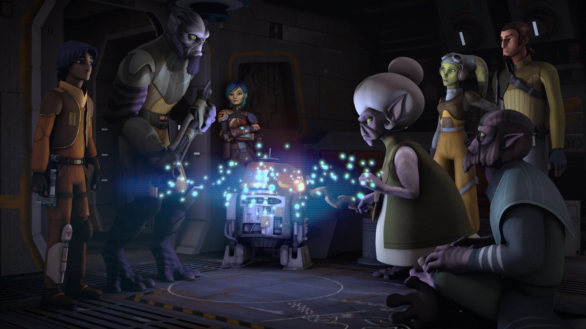 Freddie Prinze Jr., Steve Blum, Grey Griffin, Vanessa Marshall, Dave Filoni, Tiya Sircar, and Taylor Gray in Star Wars: Rebels (2014)