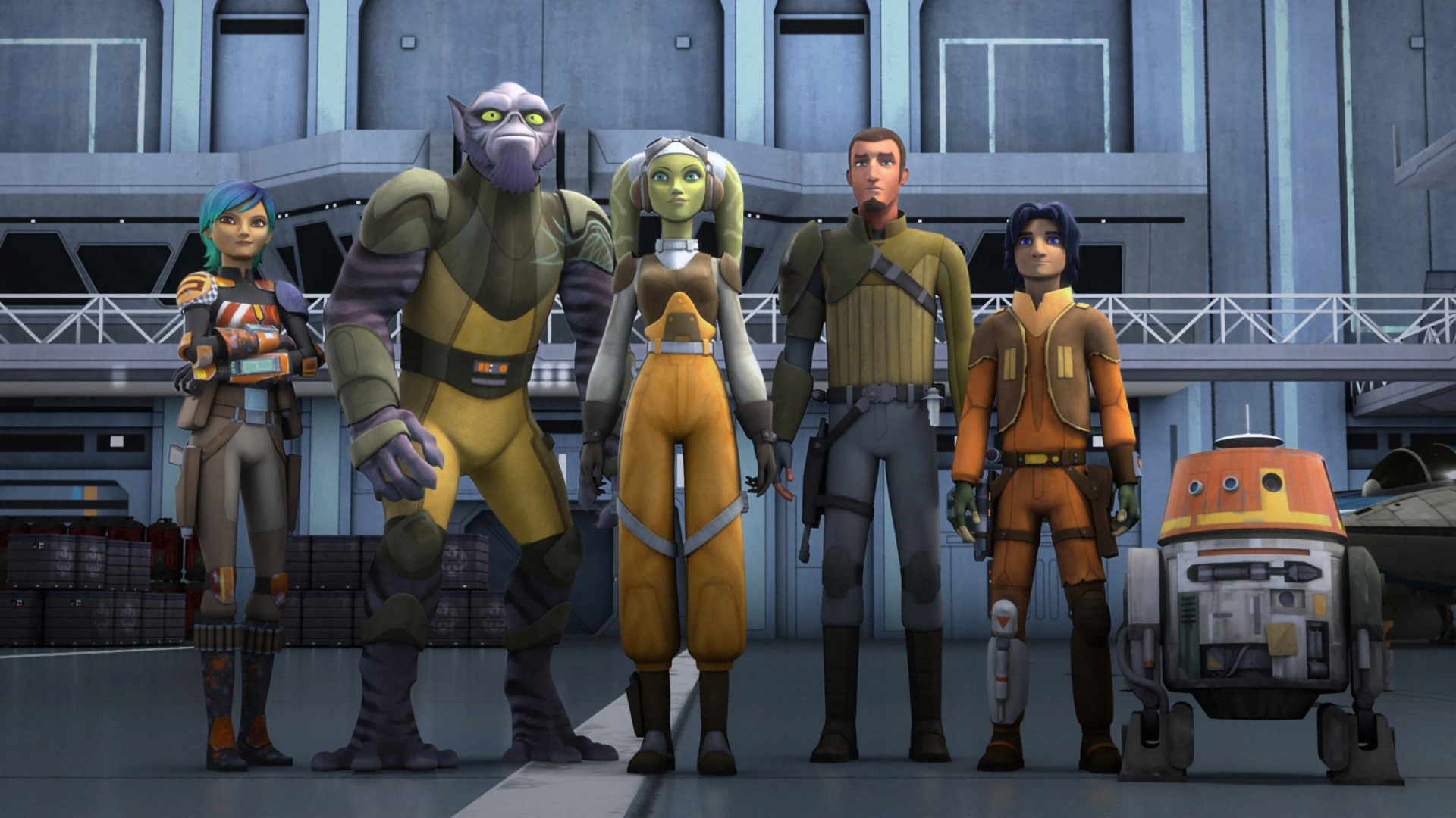 Freddie Prinze Jr., Steve Blum, Vanessa Marshall, Dave Filoni, Tiya Sircar, and Taylor Gray in Star Wars: Rebels (2014)