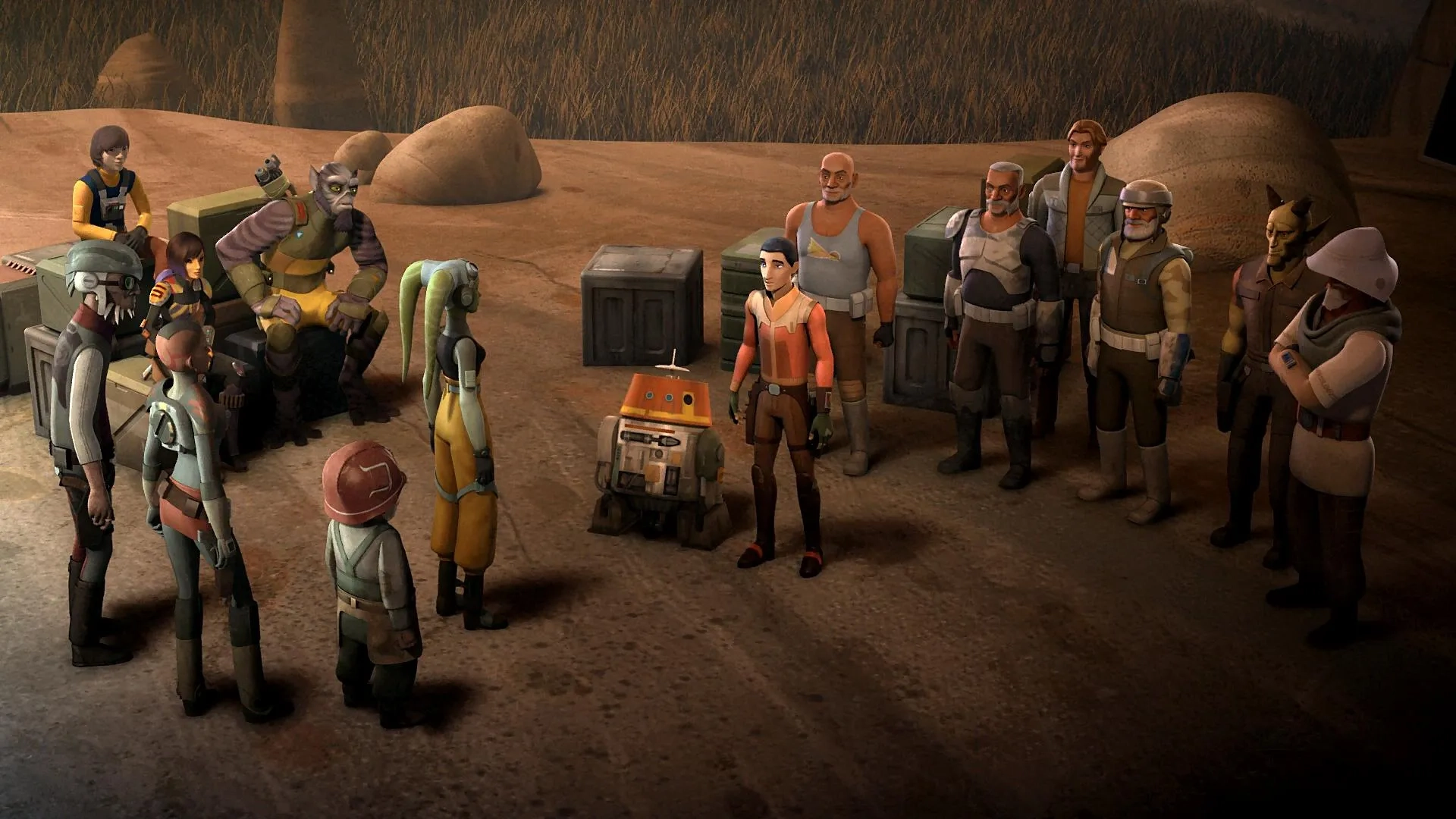 Clancy Brown, Dee Bradley Baker, Steve Blum, Jim Cummings, Vanessa Marshall, David Oyelowo, Keith Szarabajka, Gina Torres, Dave Filoni, Tiya Sircar, Zachary Gordon, and Taylor Gray in Star Wars: Rebels (2014)