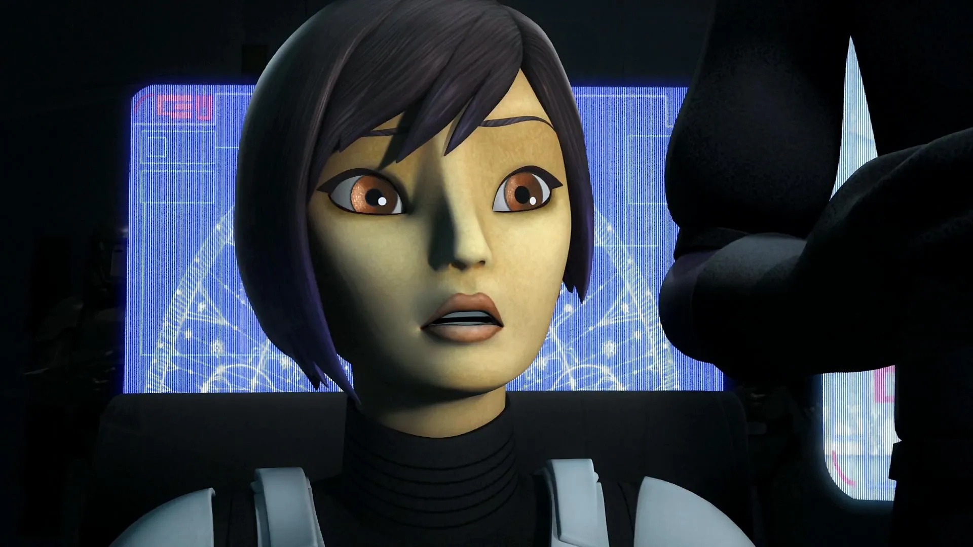 Malcolm McDowell and Tiya Sircar in Star Wars: Rebels (2014)