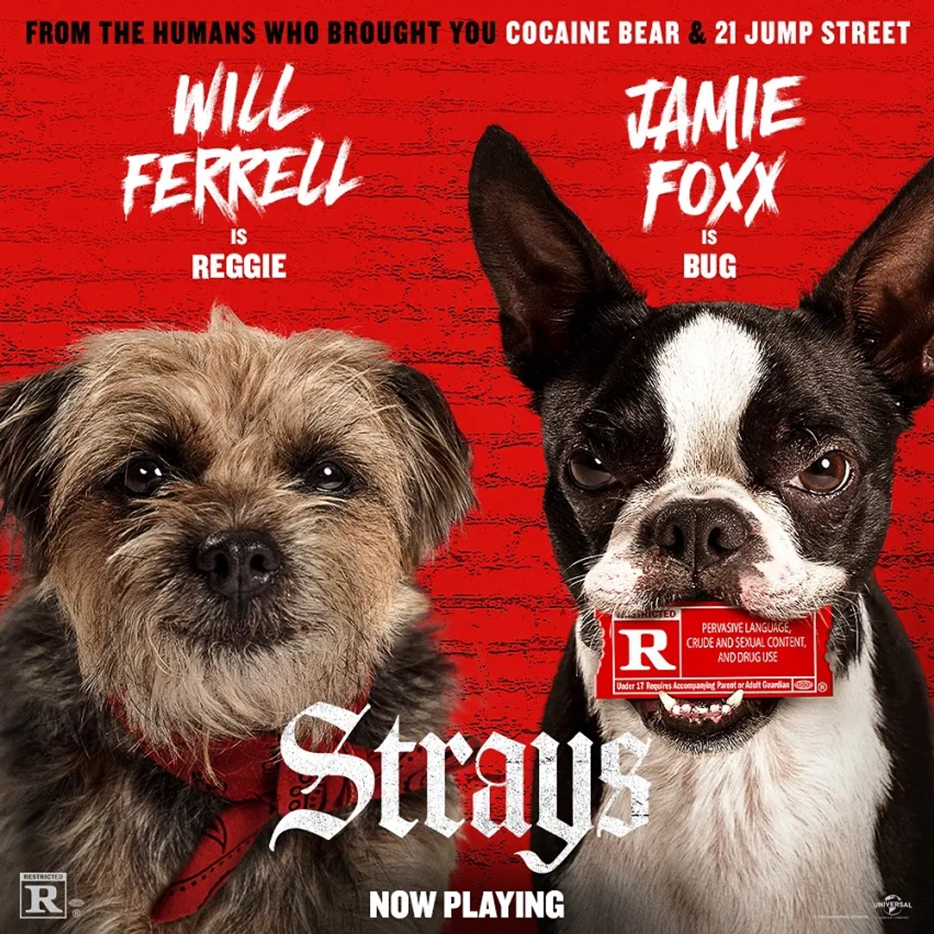 Will Ferrell and Jamie Foxx in Strays (2023)