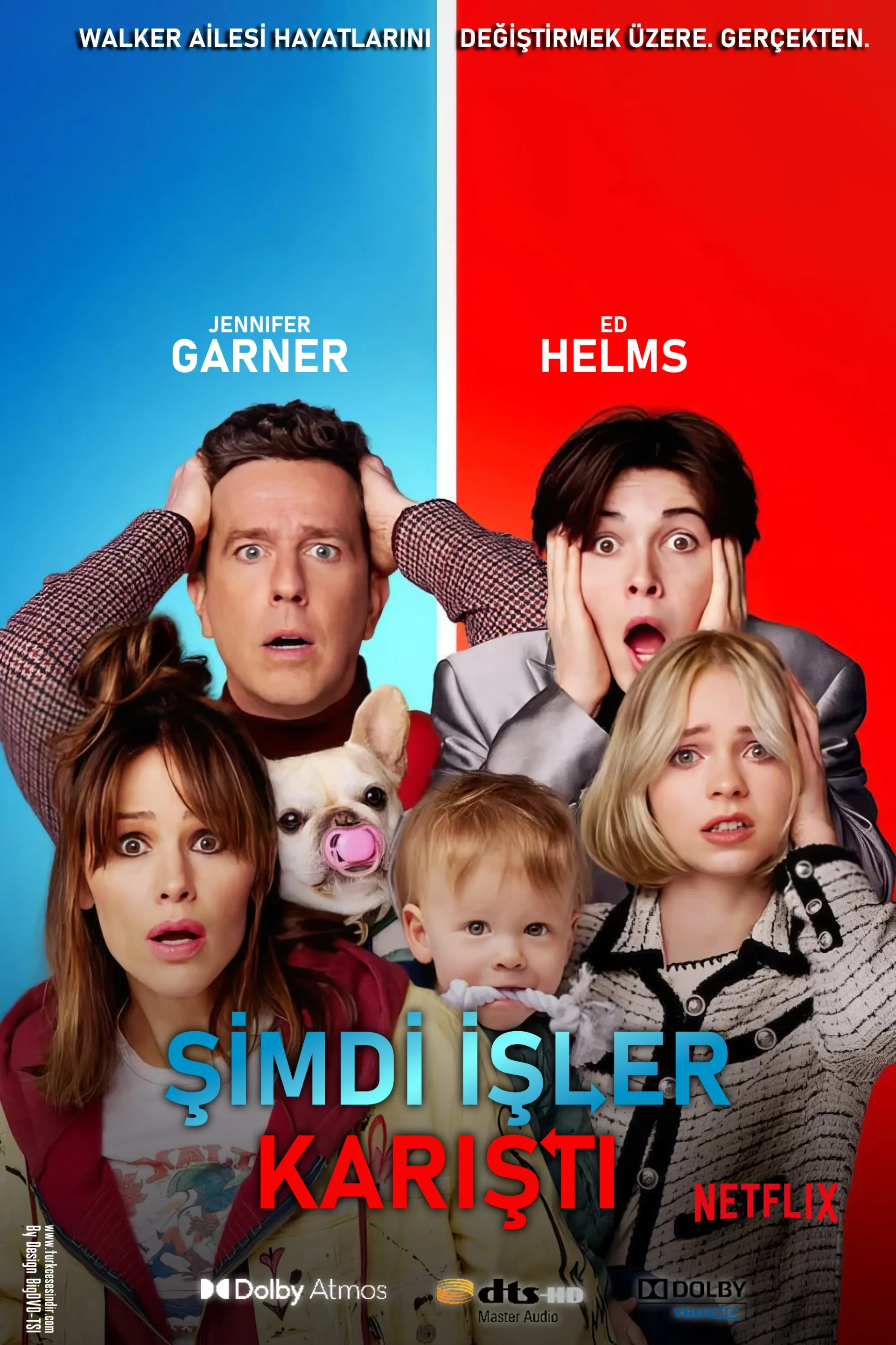 Jennifer Garner, Ed Helms, Lincoln Sykes, Theodore Sykes, Emma Myers, and Brady Noon in Family Switch (2023)