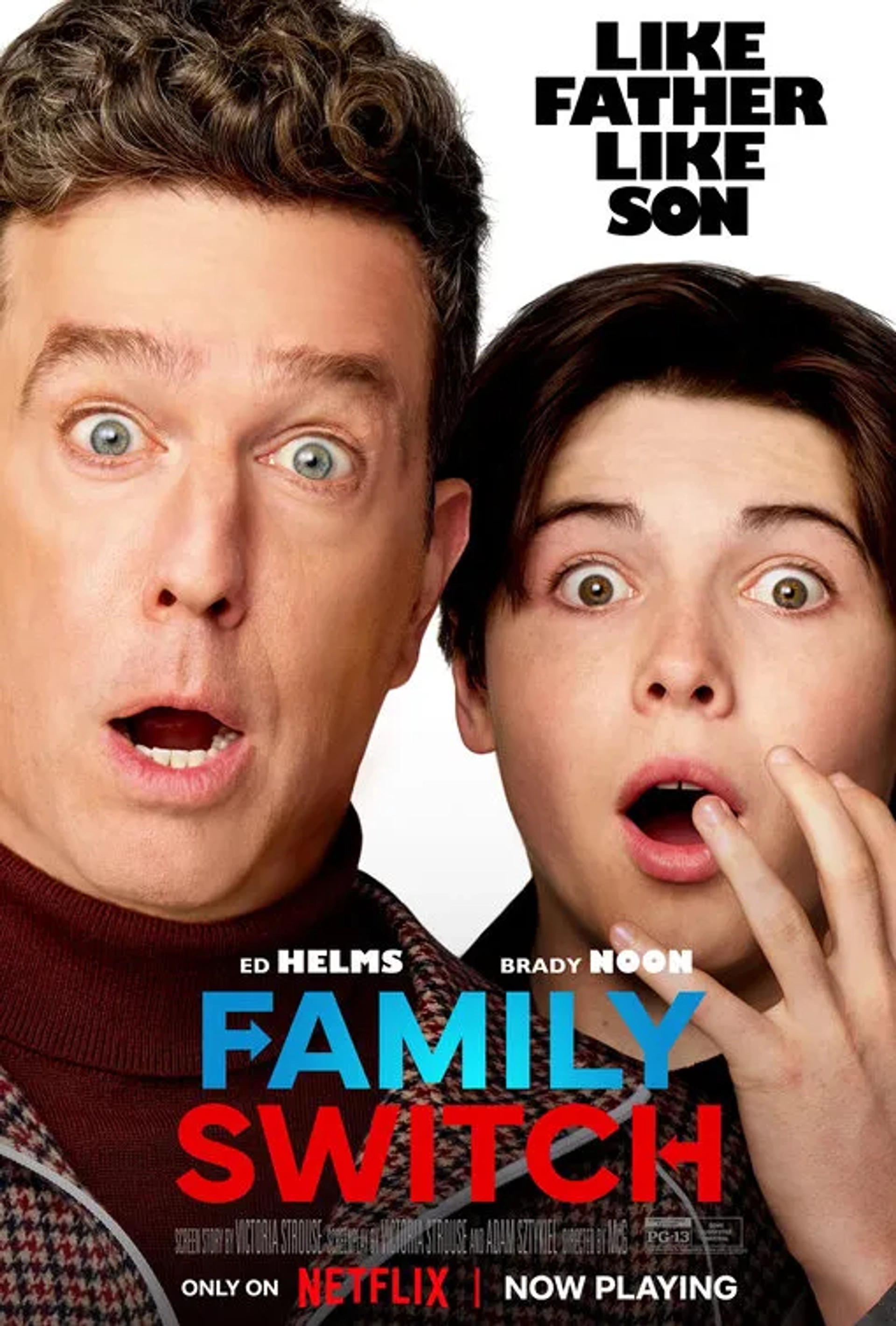 Ed Helms and Brady Noon in Family Switch (2023)