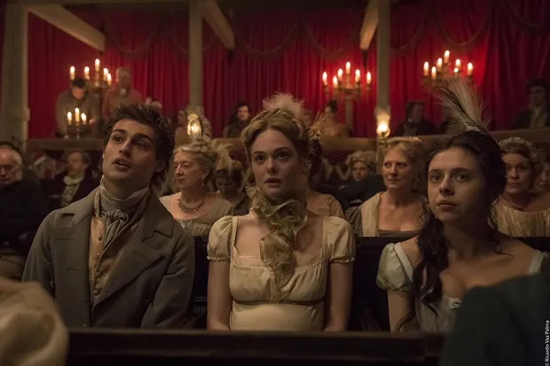 Elle Fanning, Bel Powley, and Douglas Booth in Mary Shelley (2017)