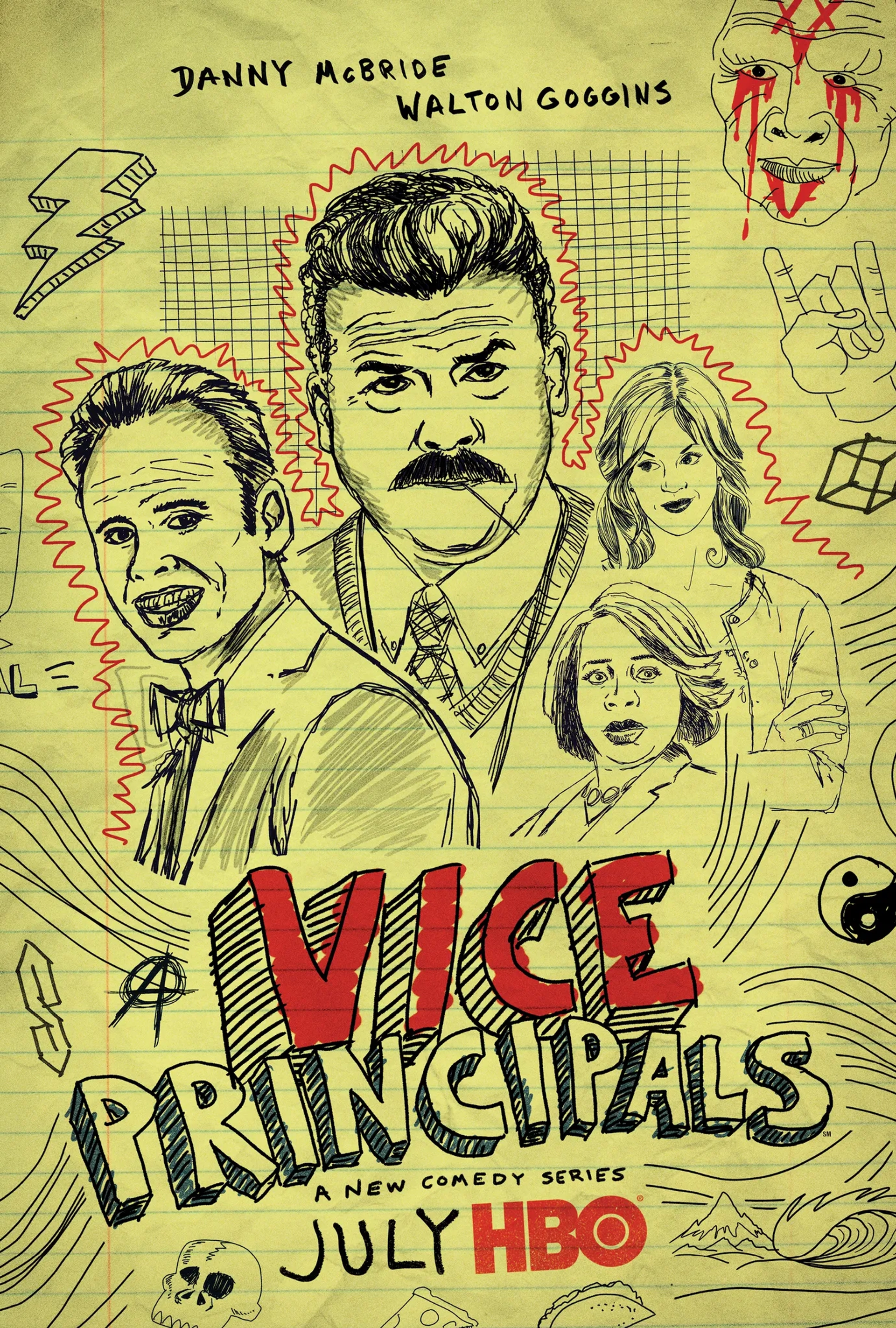 Walton Goggins, Danny McBride, Georgia King, and Kimberly Hebert Gregory in Vice Principals (2016)