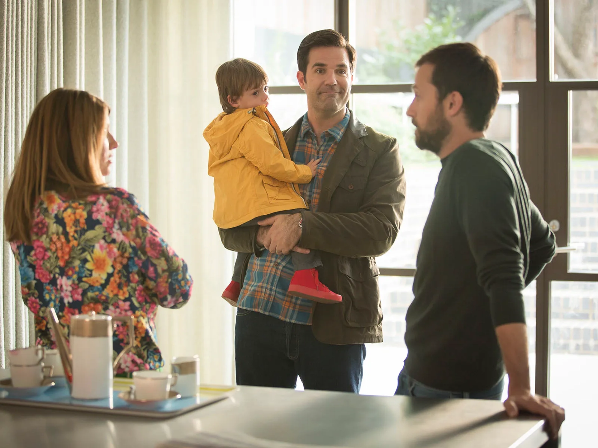 Jonathan Forbes, Sharon Horgan, and Rob Delaney in Catastrophe (2015)