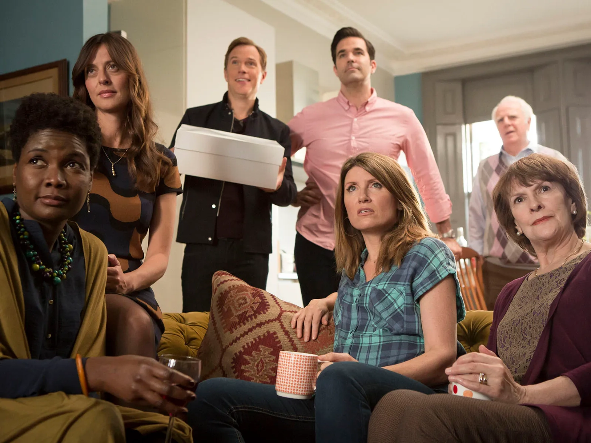 Daniel Lapaine, Gary Lilburn, Frances Tomelty, Sharon Horgan, Sarah Niles, Marta Barrio, and Rob Delaney in Catastrophe (2015)