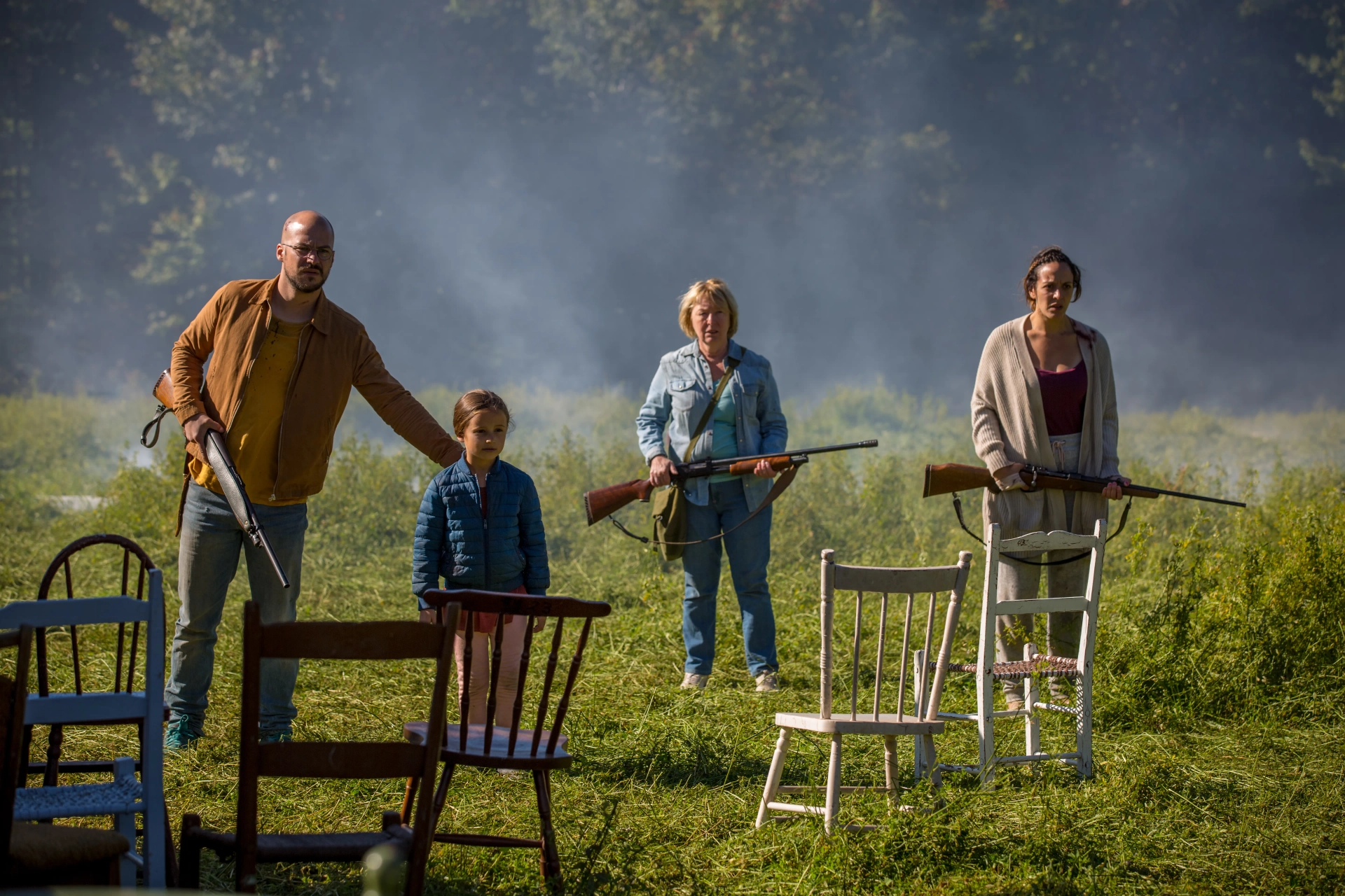 Marc-André Grondin, Marie-Ginette Guay, Monia Chokri, and Charlotte St-Martin in Ravenous (2017)