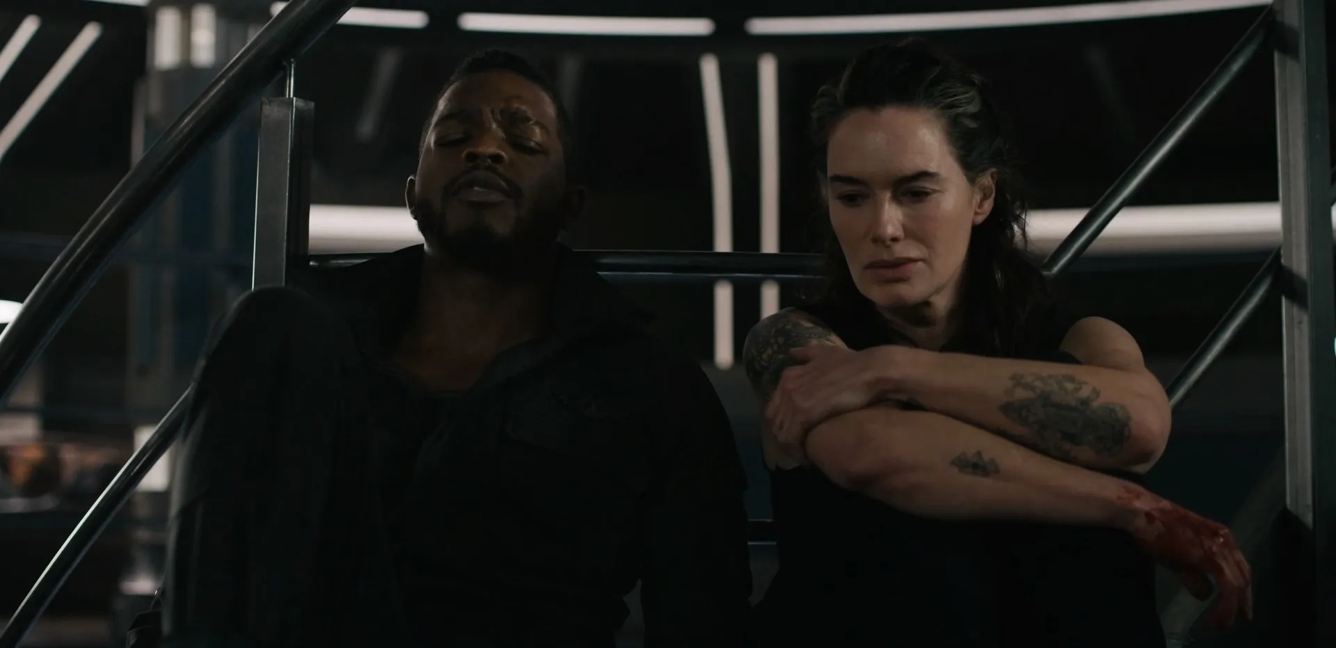 Lena Headey and Stephan James in Beacon 23: Wreckers (2023)