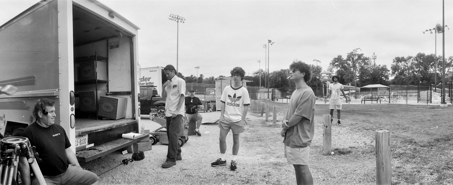 Conor Sherry and Gabriel LaBelle on set of The Snack Shack