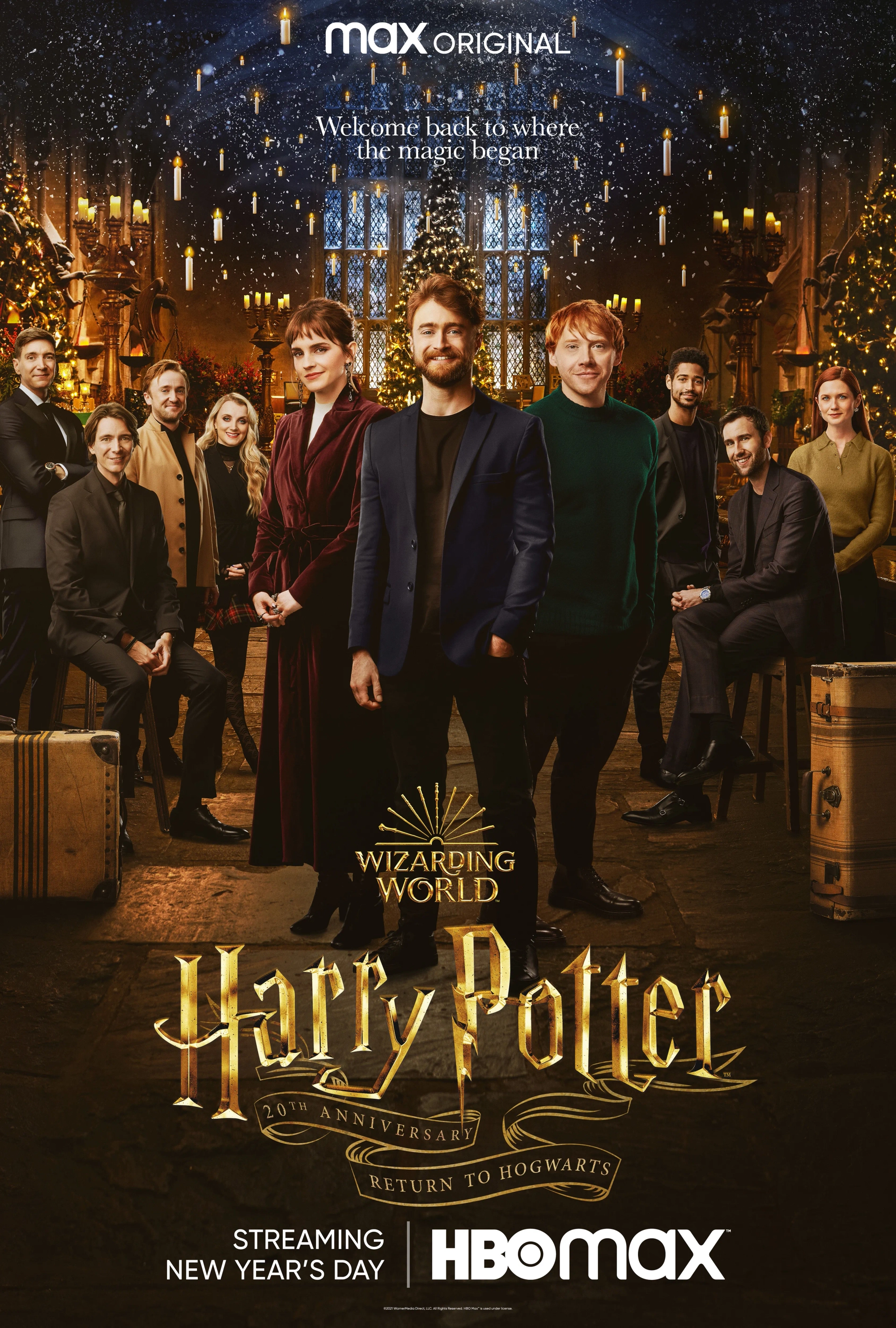 Alfred Enoch, Tom Felton, Rupert Grint, Matthew Lewis, Daniel Radcliffe, Emma Watson, Bonnie Wright, James Phelps, Oliver Phelps, and Evanna Lynch in Harry Potter 20th Anniversary: Return to Hogwarts (2022)