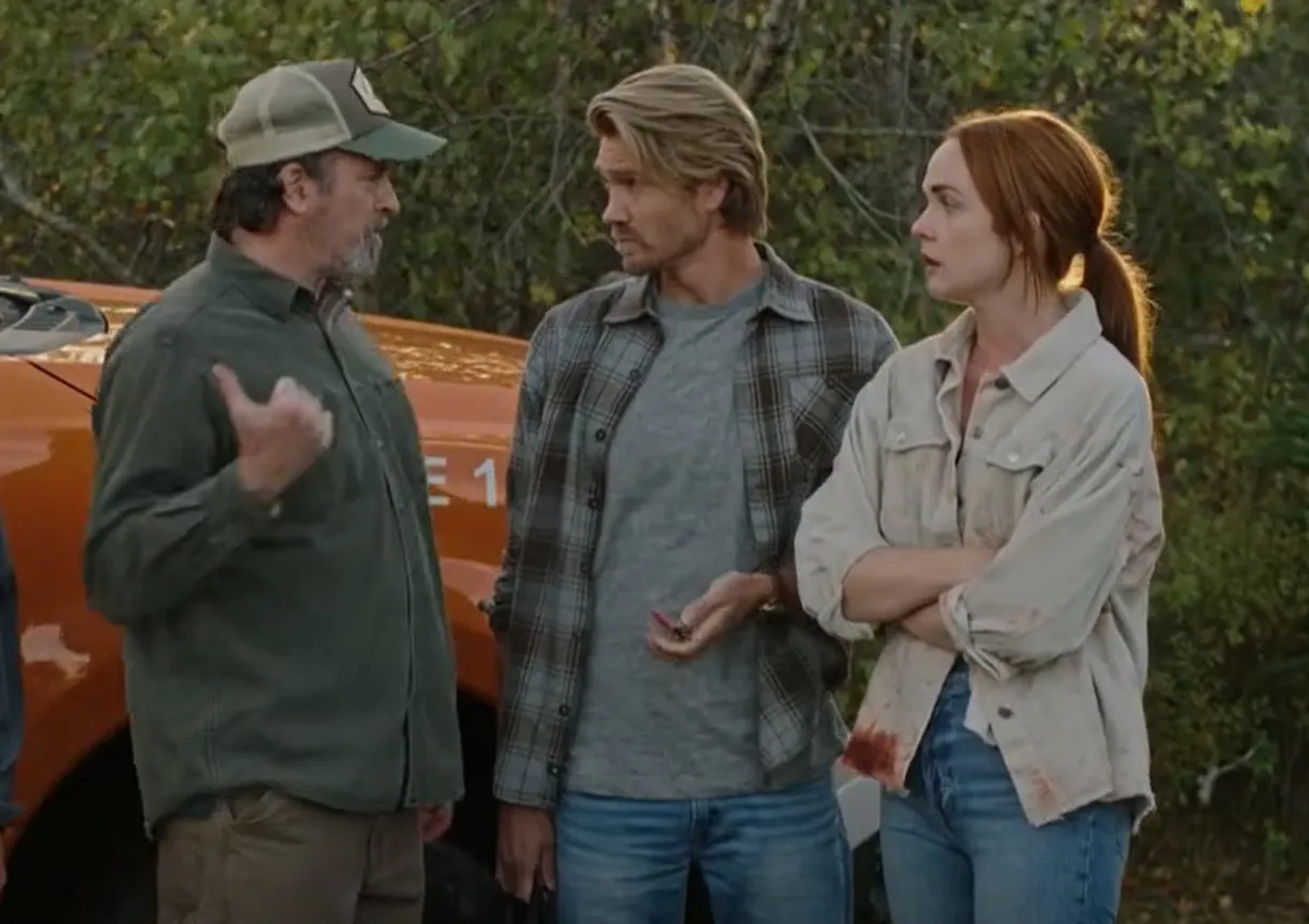 Chad Michael Murray, Scott Patterson, and Morgan Kohan in Sullivan's Crossing (2023)