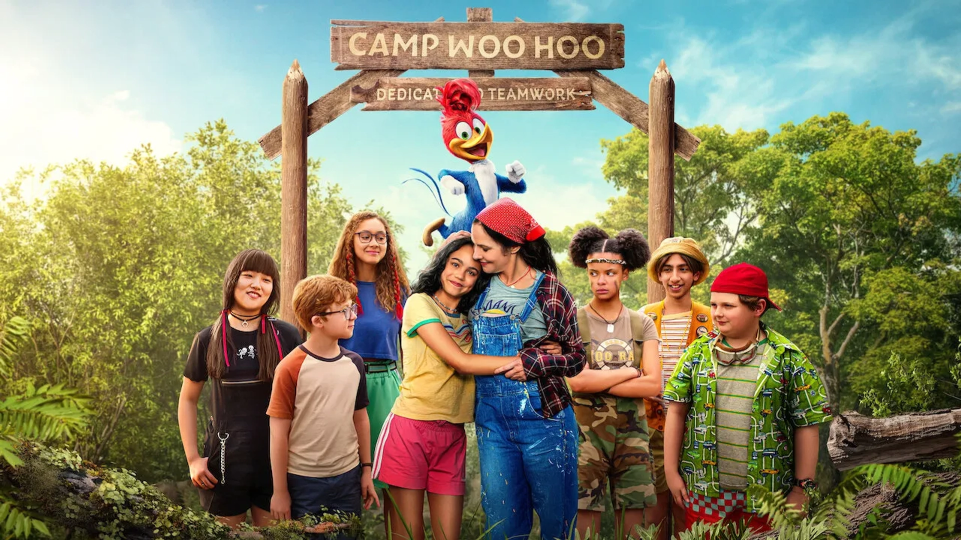 Mary-Louise Parker, Kershawn Theodore, Eric Bauza, Esther Son, Evan Stanhope, Kushinka Jayewardene, Savannah La Rain, CC Dewar, Chloe De Los Santos, and George Holahan-Cantwell in Woody Woodpecker Goes to Camp (2024)