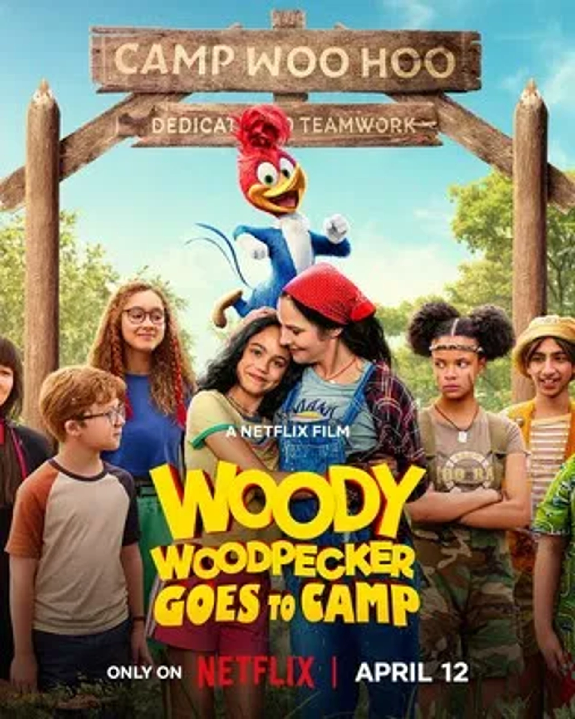 Mary-Louise Parker, Eric Bauza, and Chloe De Los Santos in Woody Woodpecker Goes to Camp (2024)