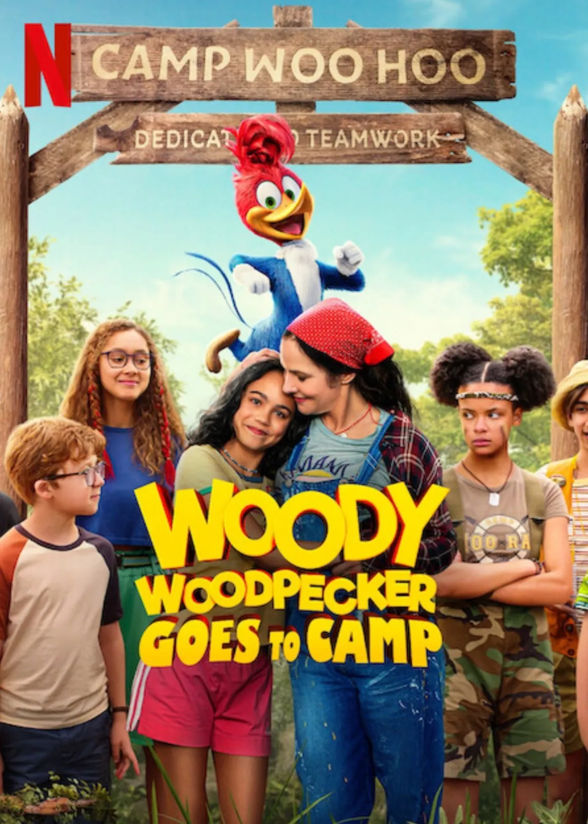 Mary-Louise Parker, Kershawn Theodore, Eric Bauza, Evan Stanhope, and Chloe De Los Santos in Woody Woodpecker Goes to Camp (2024)