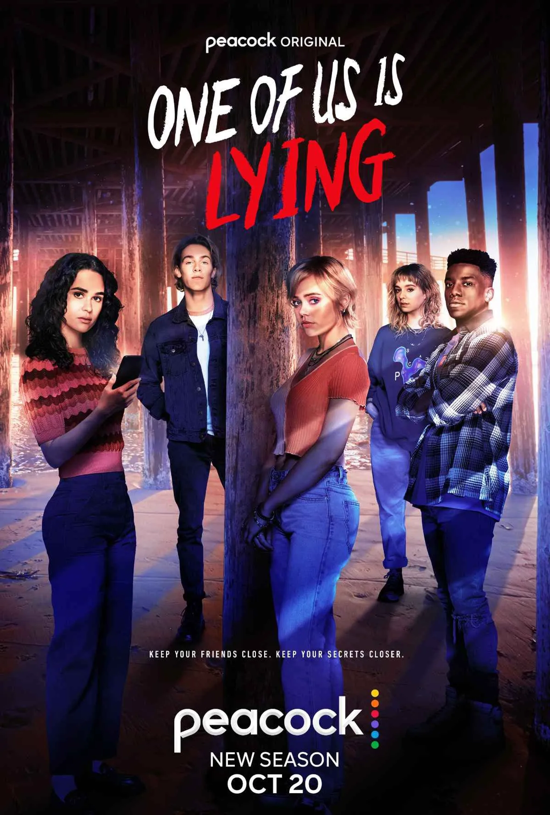 Jess McLeod, Marianly Tejada, Cooper van Grootel, Annalisa Cochrane, and Chibuikem Uche in One Of Us Is Lying (2021)