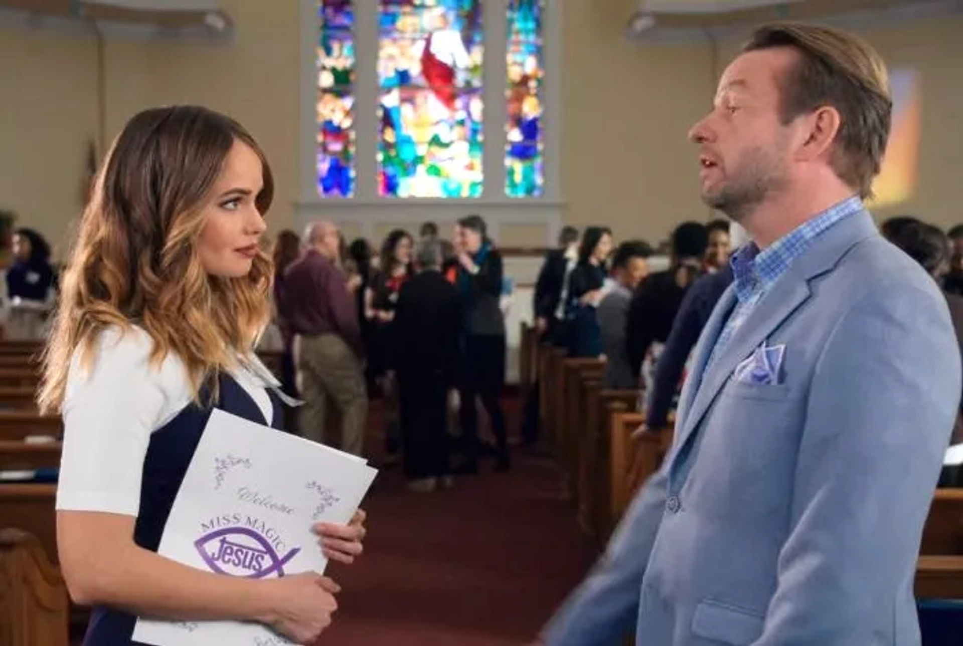 Dallas Roberts and Debby Ryan in Insatiable (2018)